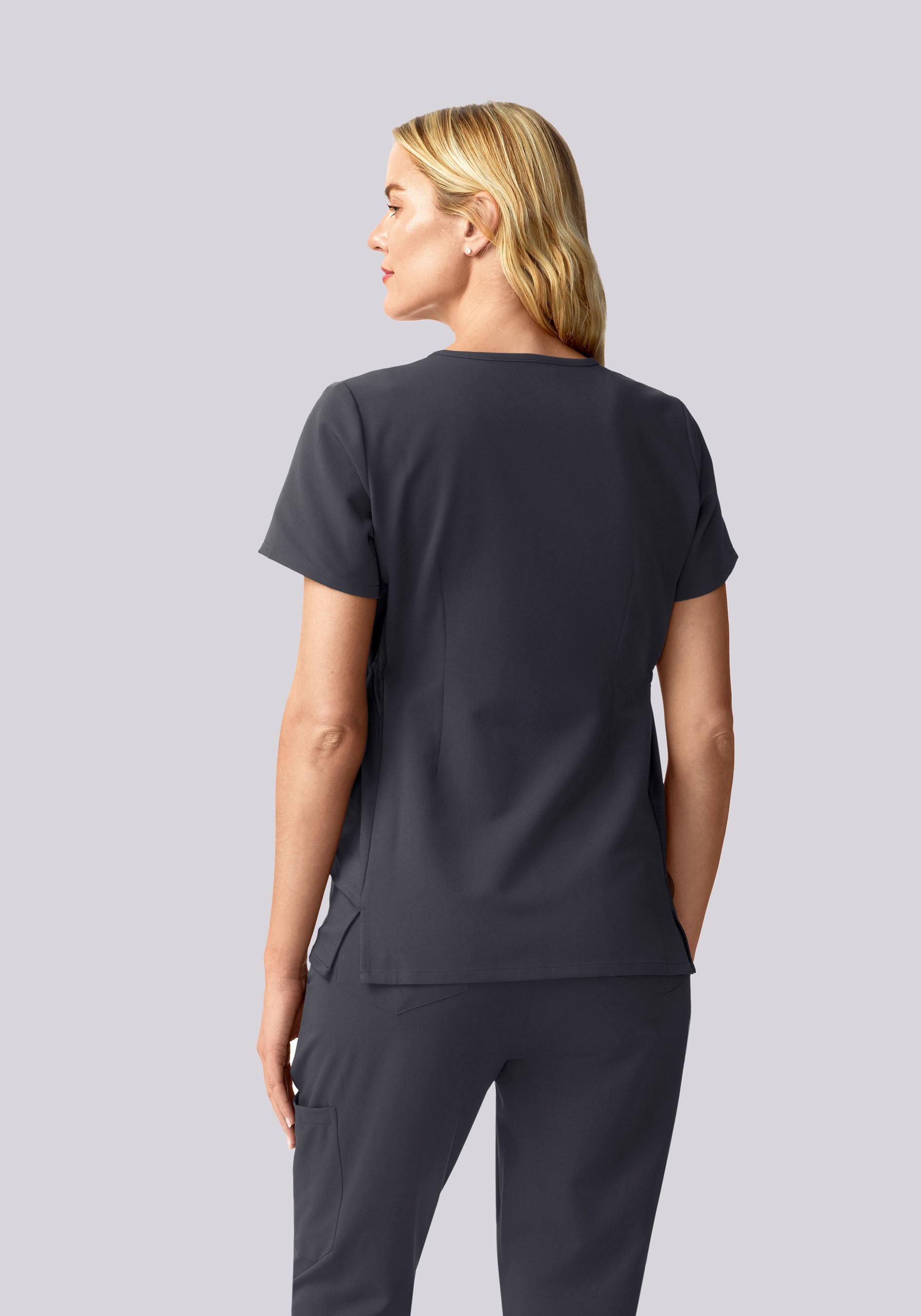 Maternity Side-Stretch V-Neck Top Pewter