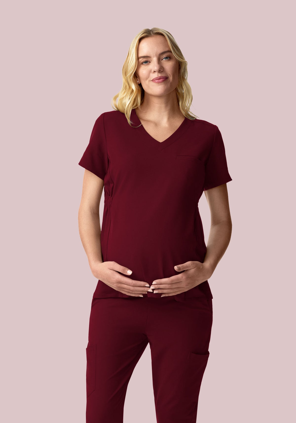Maternity Side-Stretch V-Neck Top Wine