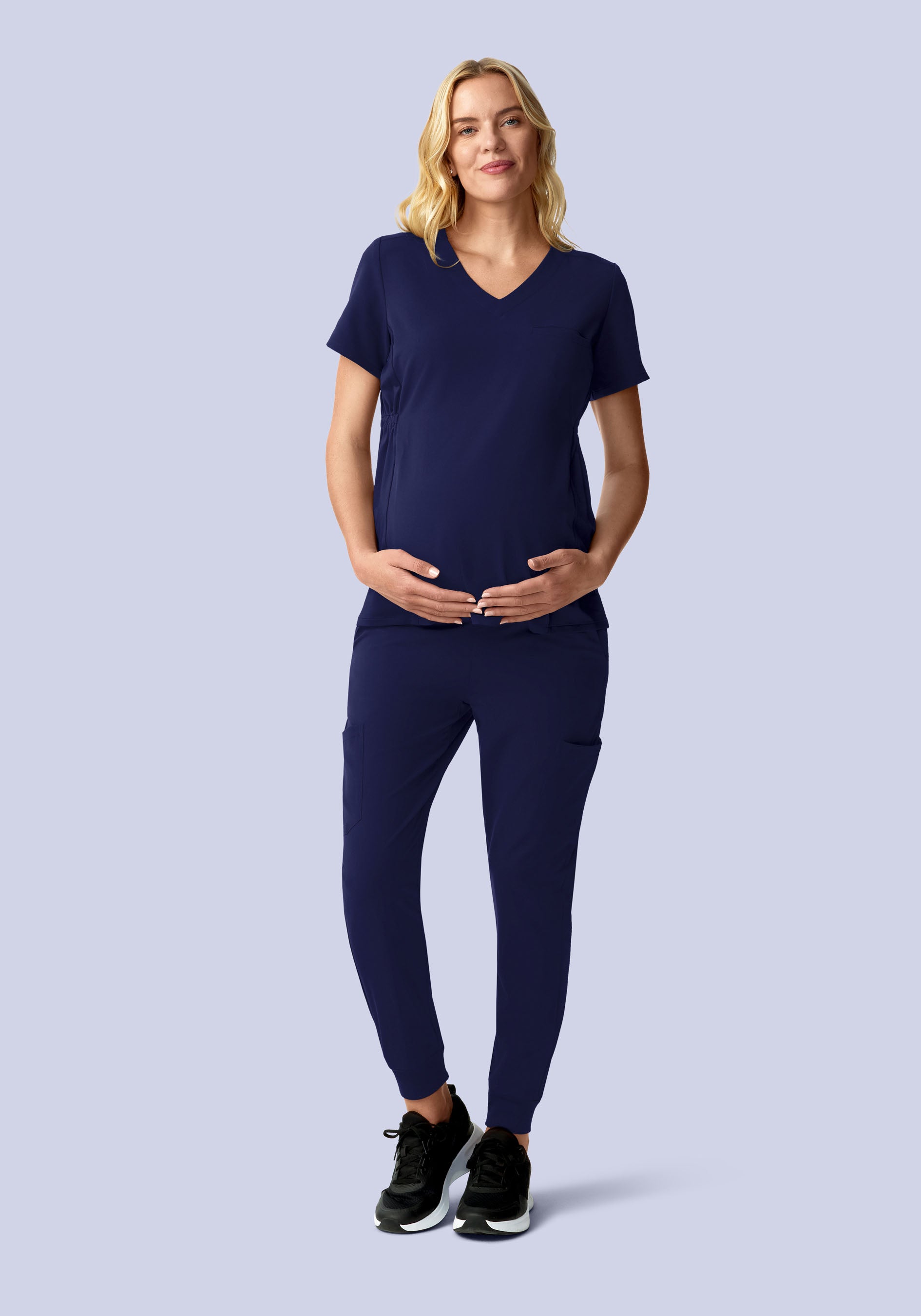Maternity Side-Stretch V-Neck Top Navy
