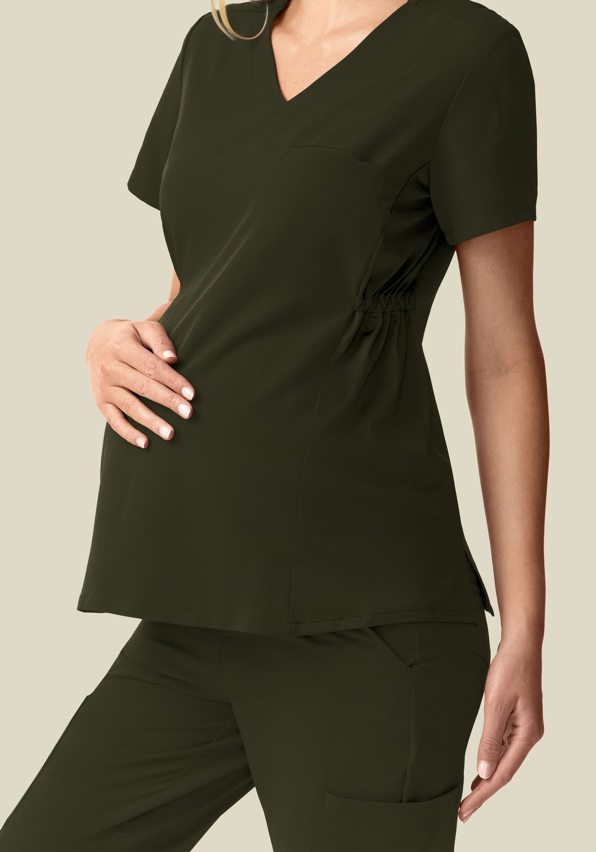 Maternity Side-Stretch V-Neck Top Olive