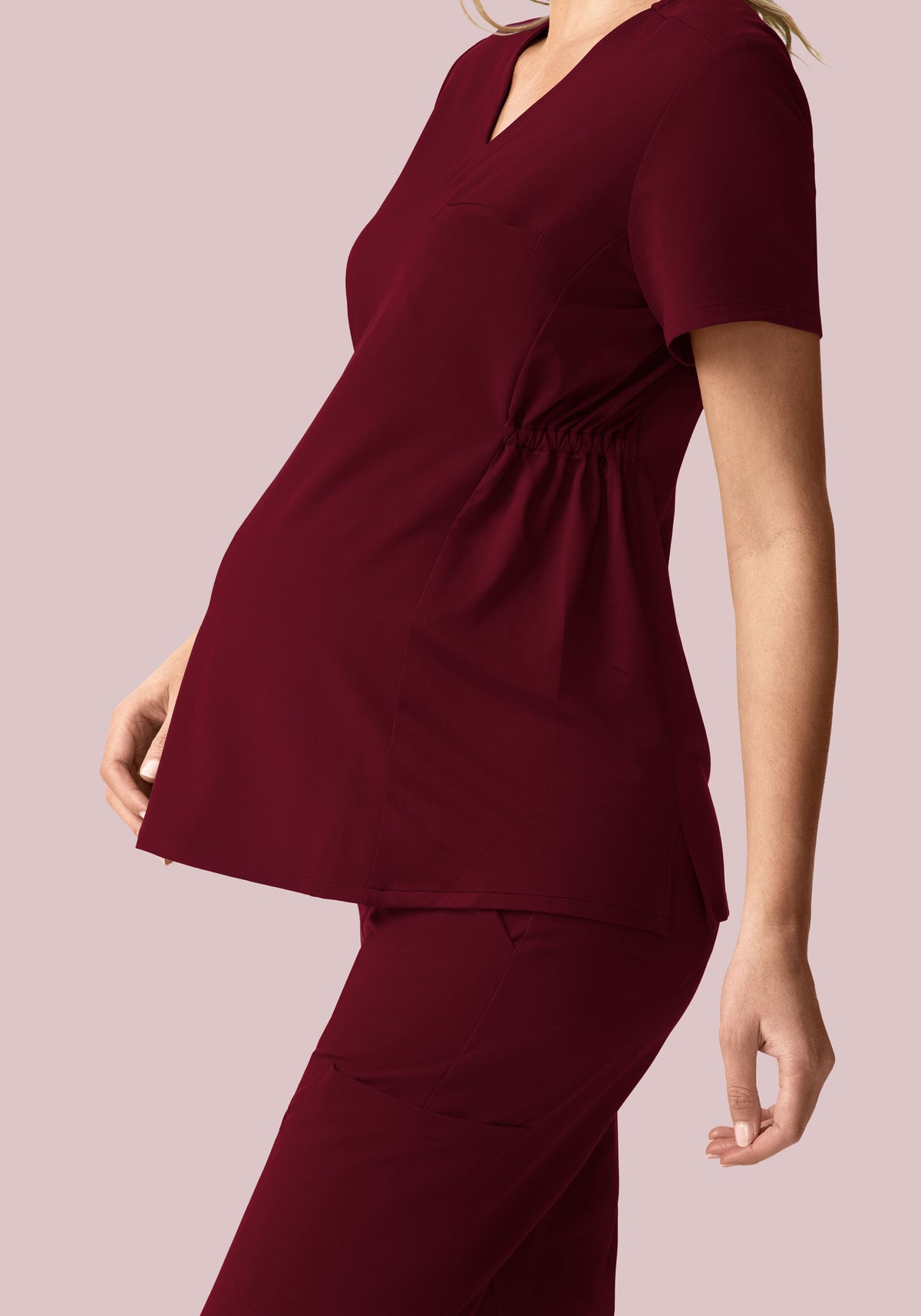 Maternity Side-Stretch V-Neck Top Wine