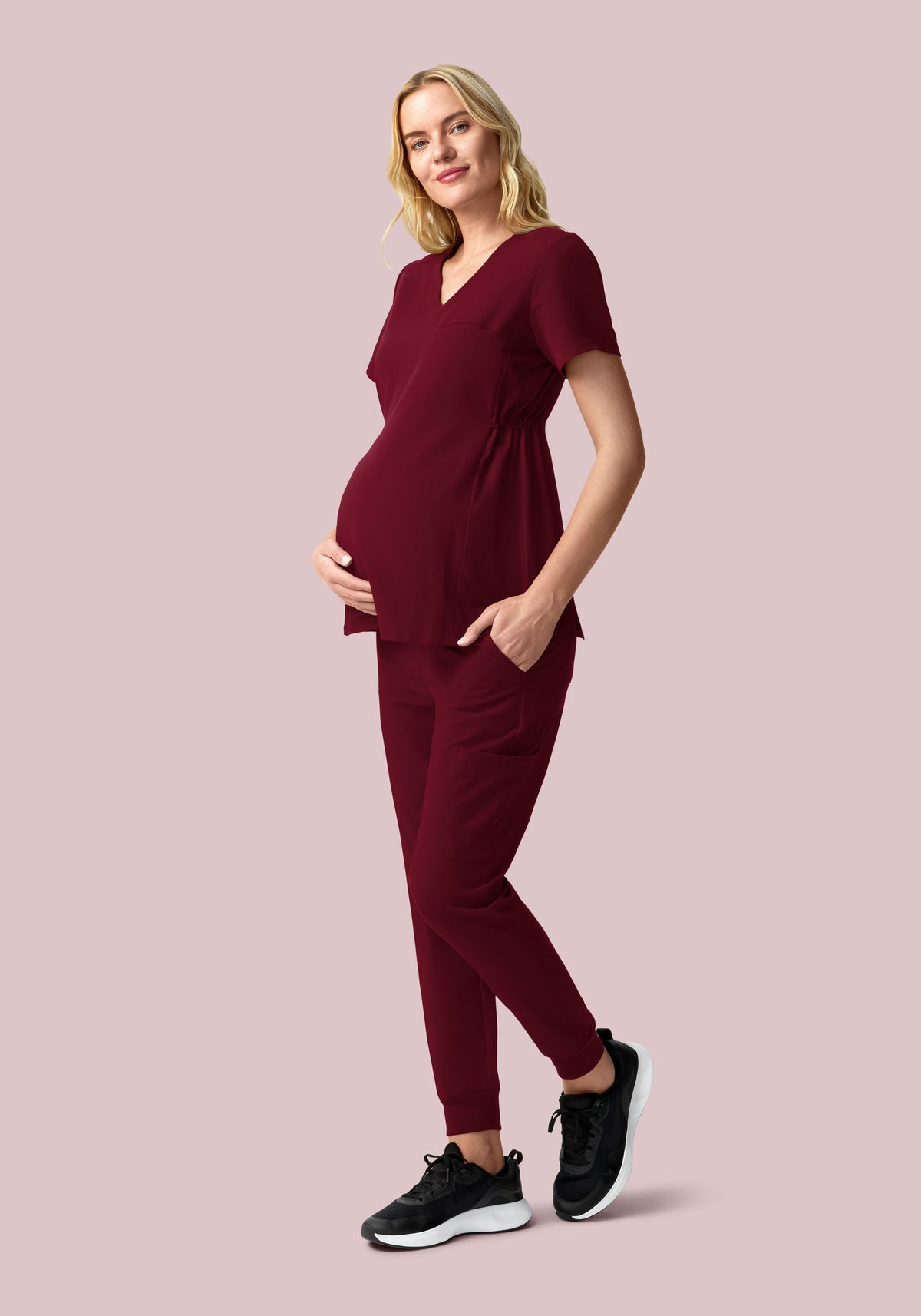 Maternity Side-Stretch V-Neck Top Wine