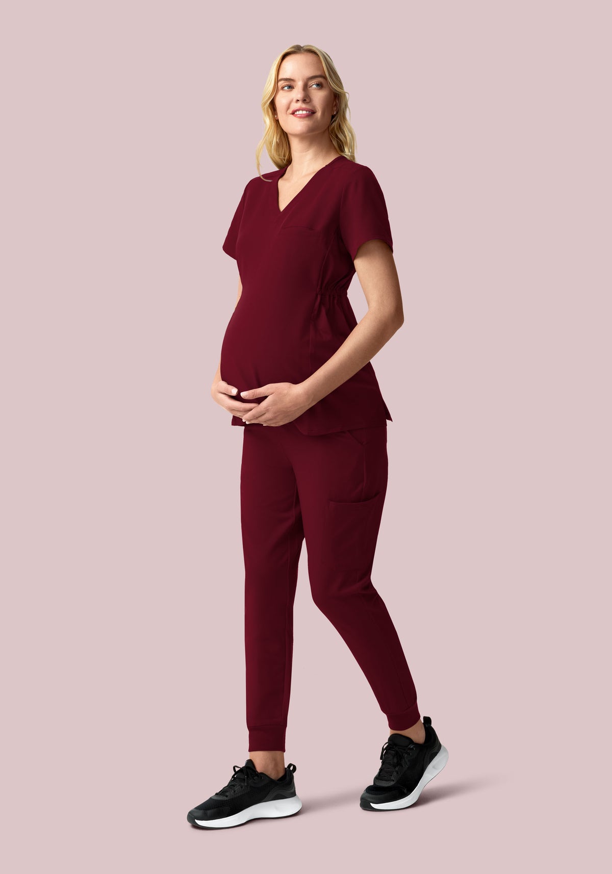 Maternity Side-Stretch V-Neck Top Wine