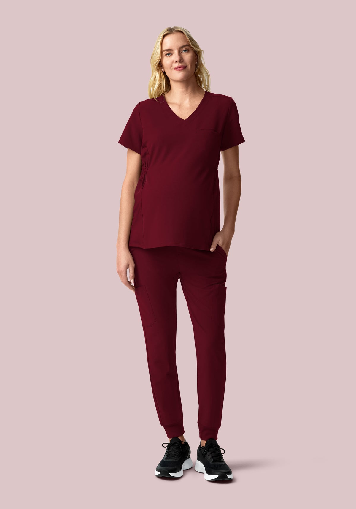 Maternity Side-Stretch V-Neck Top Wine