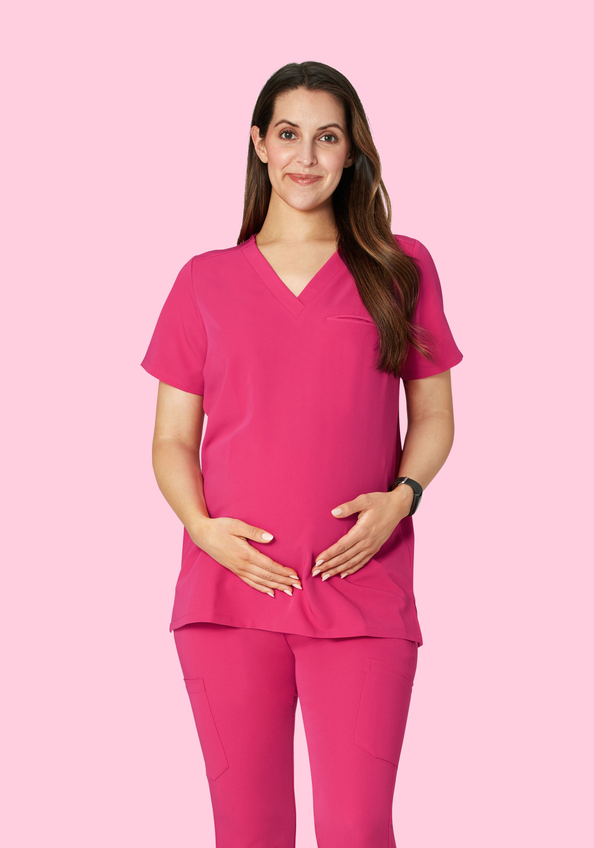 Maternity One Pocket Top Hot Pink – Mandala Scrubs