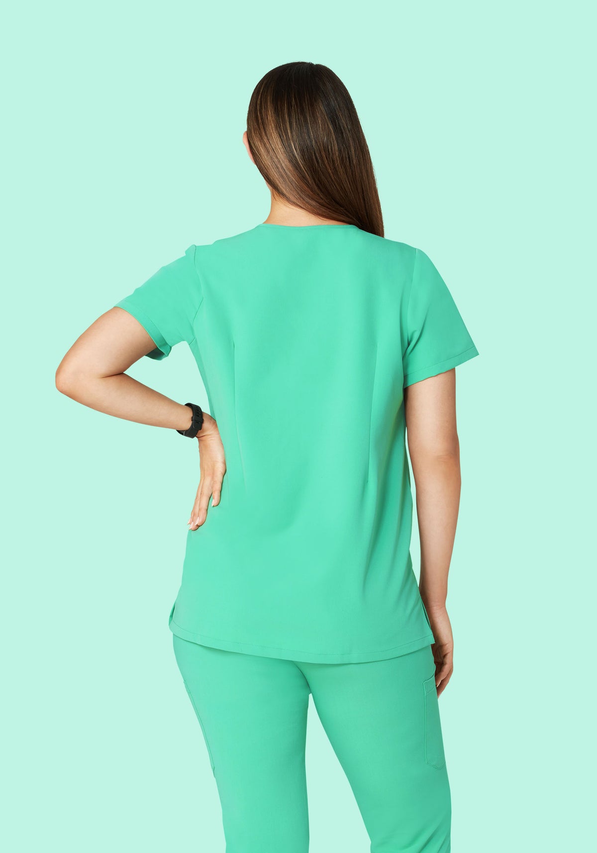 Women's Maternity V-Neck Scrub Top - Seaglass | Mandala Scrubs