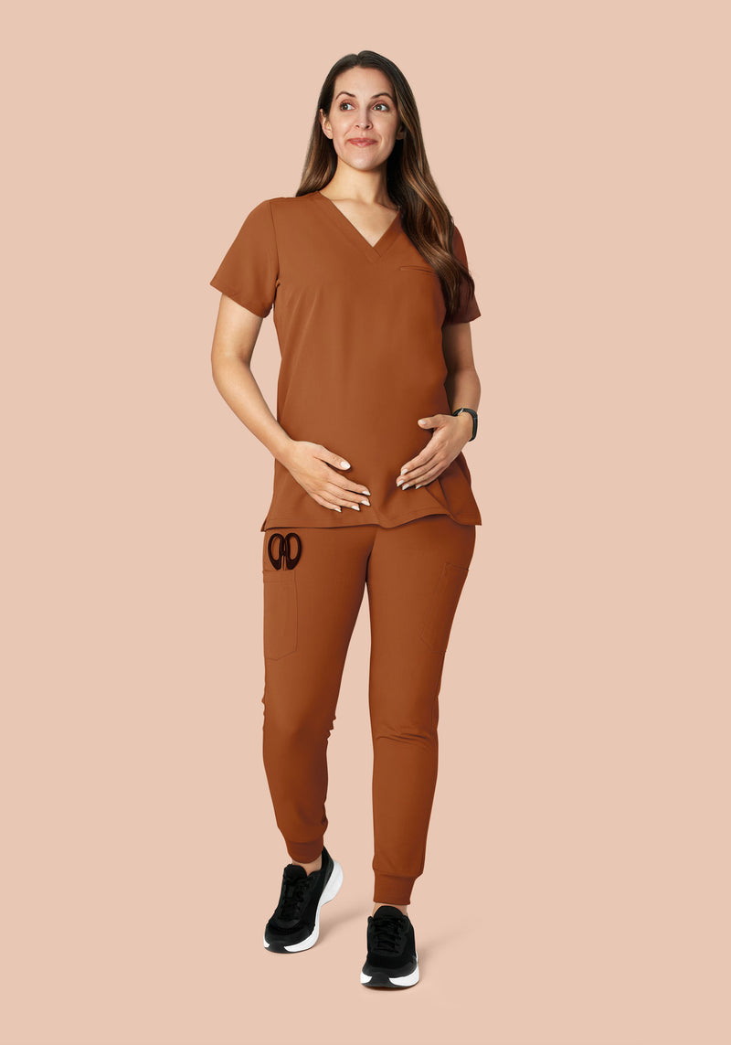 Maternity One Pocket Top Roasted Pecan