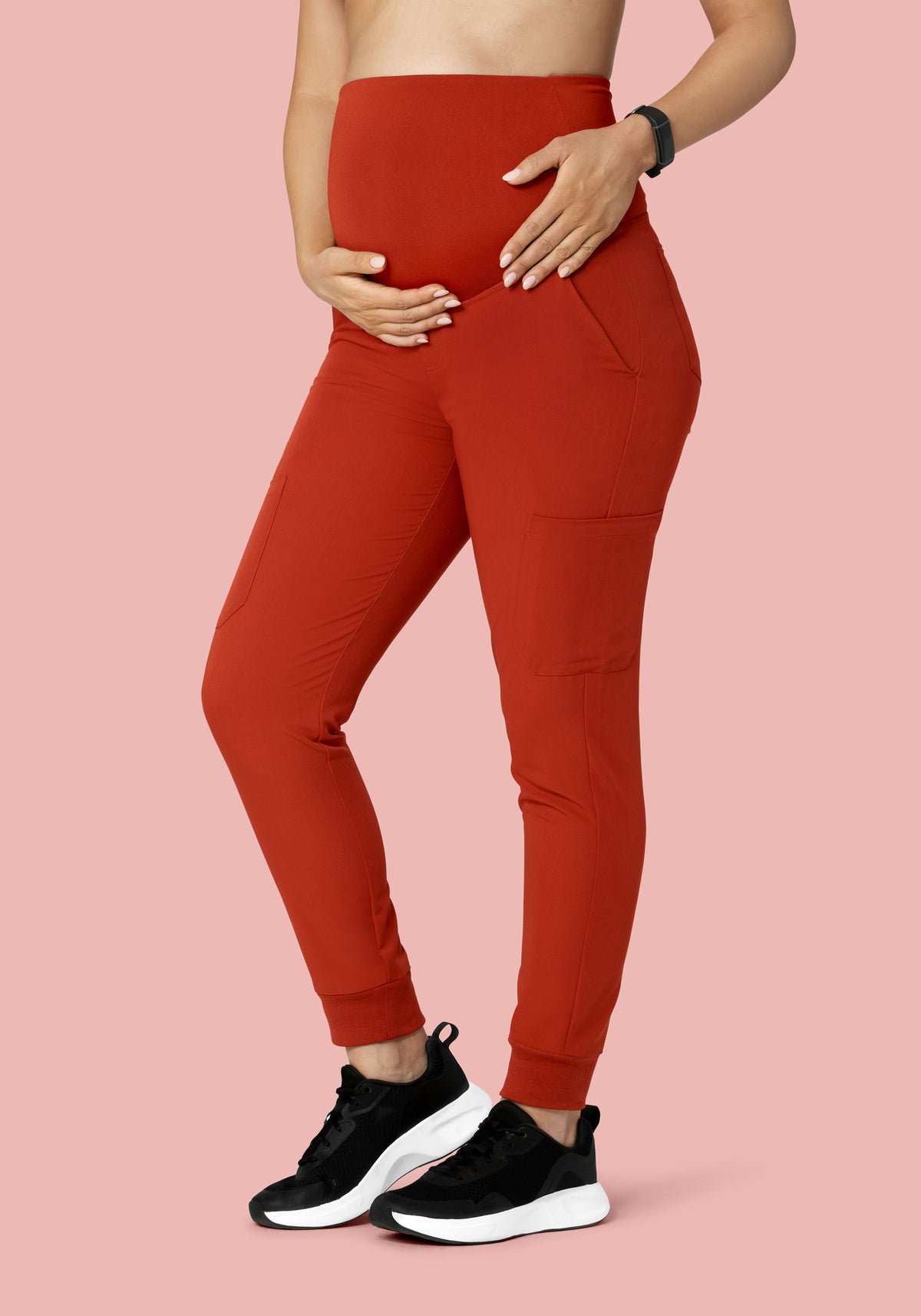 Women's Maternity Jogger Scrub Pants - Rust | Mandala Scrubs