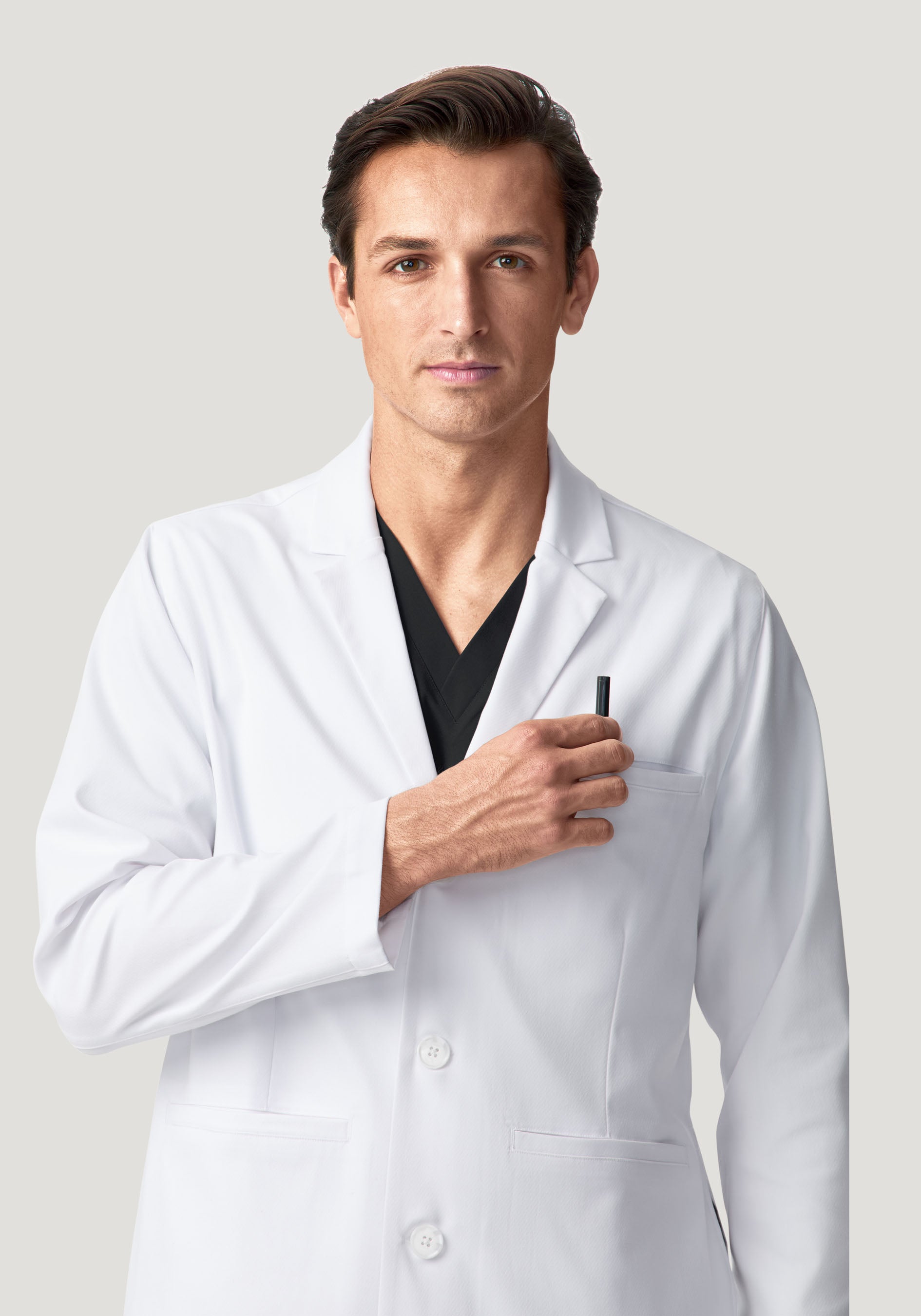 Men's Long Lab Coat - White | Mandala Scrubs