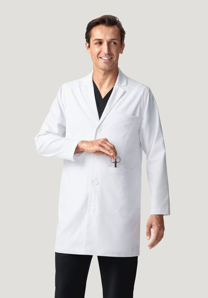 Men's Long Lab Coat - White | Mandala Scrubs