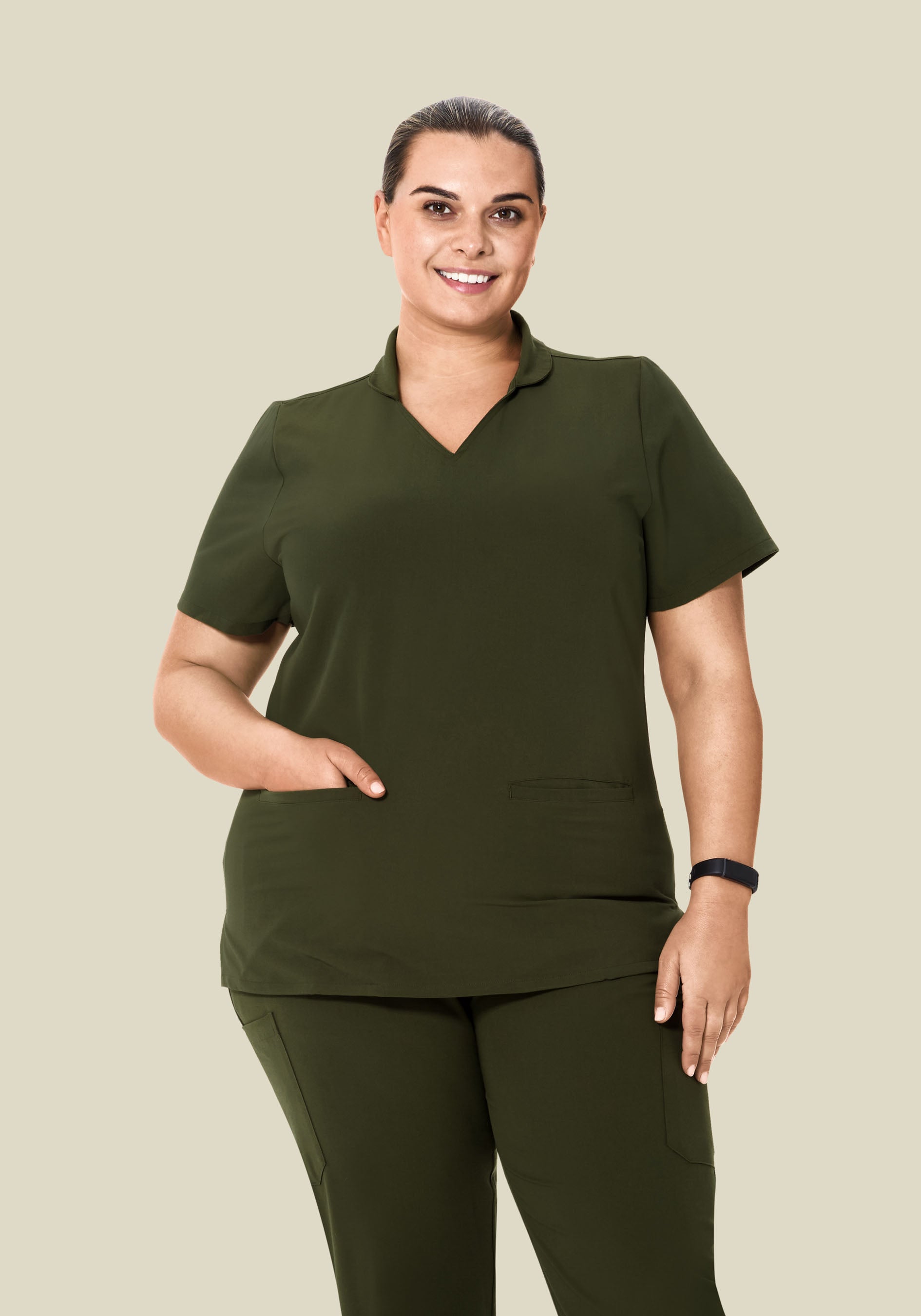 Multi Wear Collar Top Olive