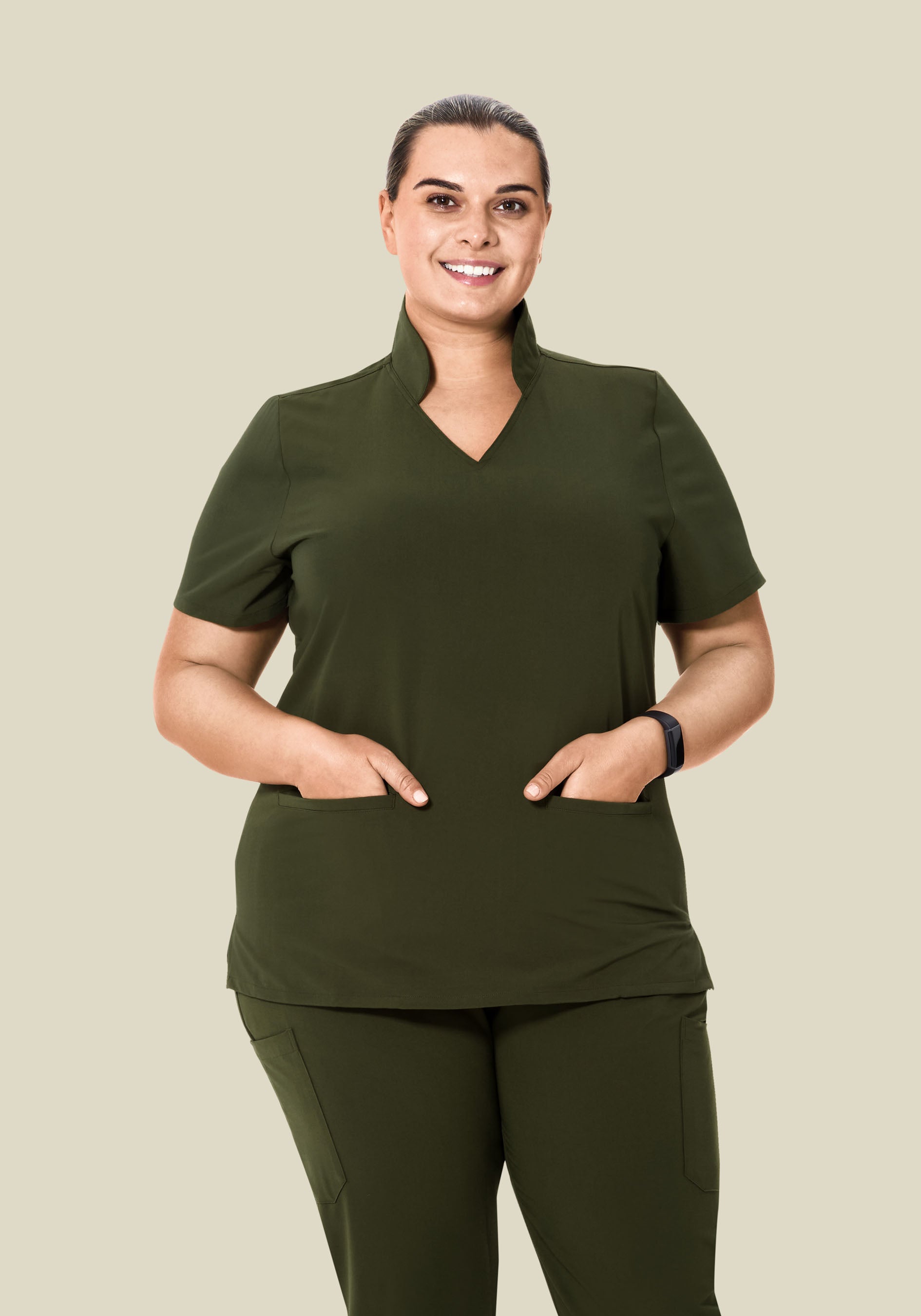 Multi Wear Collar Top Olive