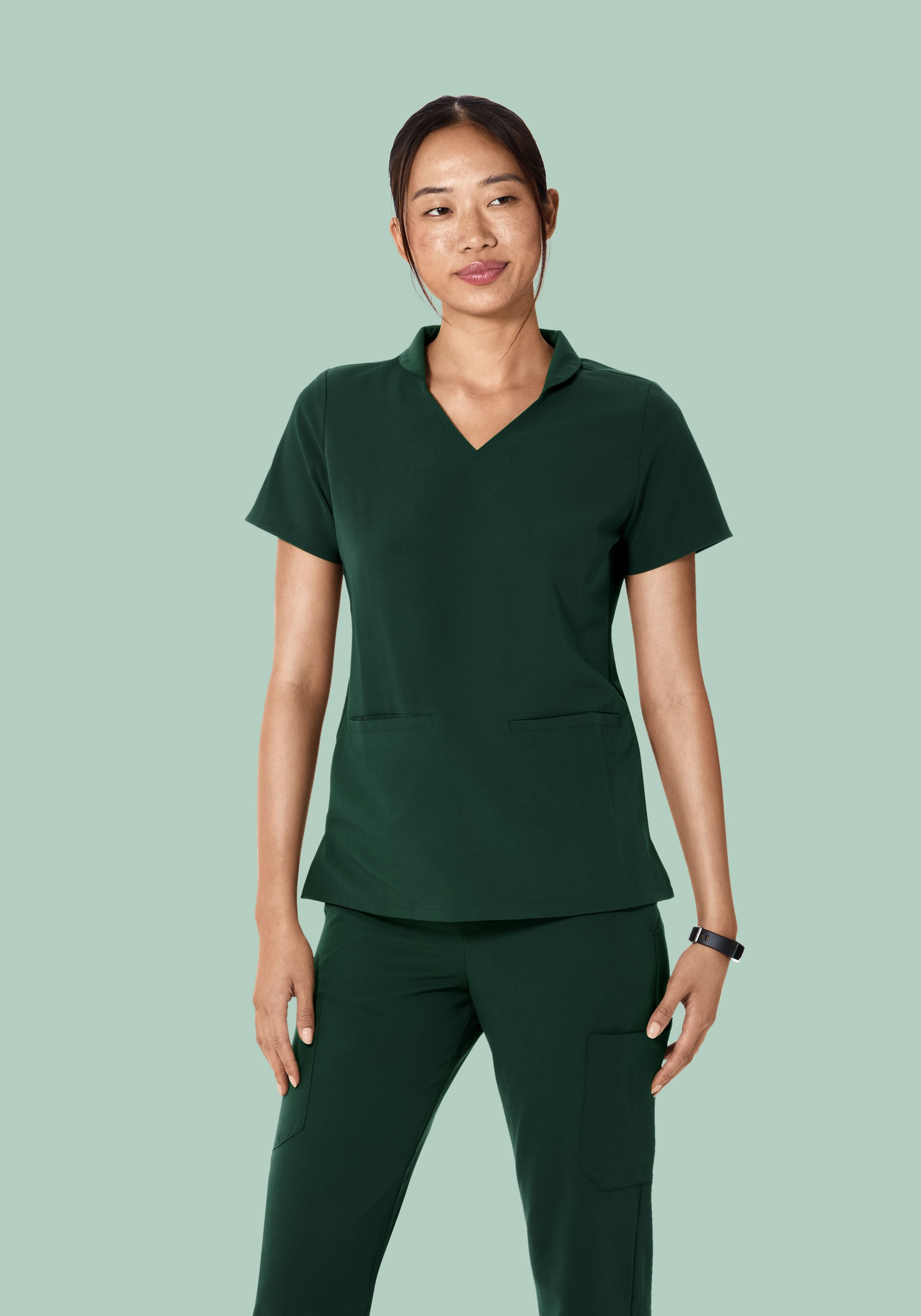 Multi Wear Collar Top Midnight Green