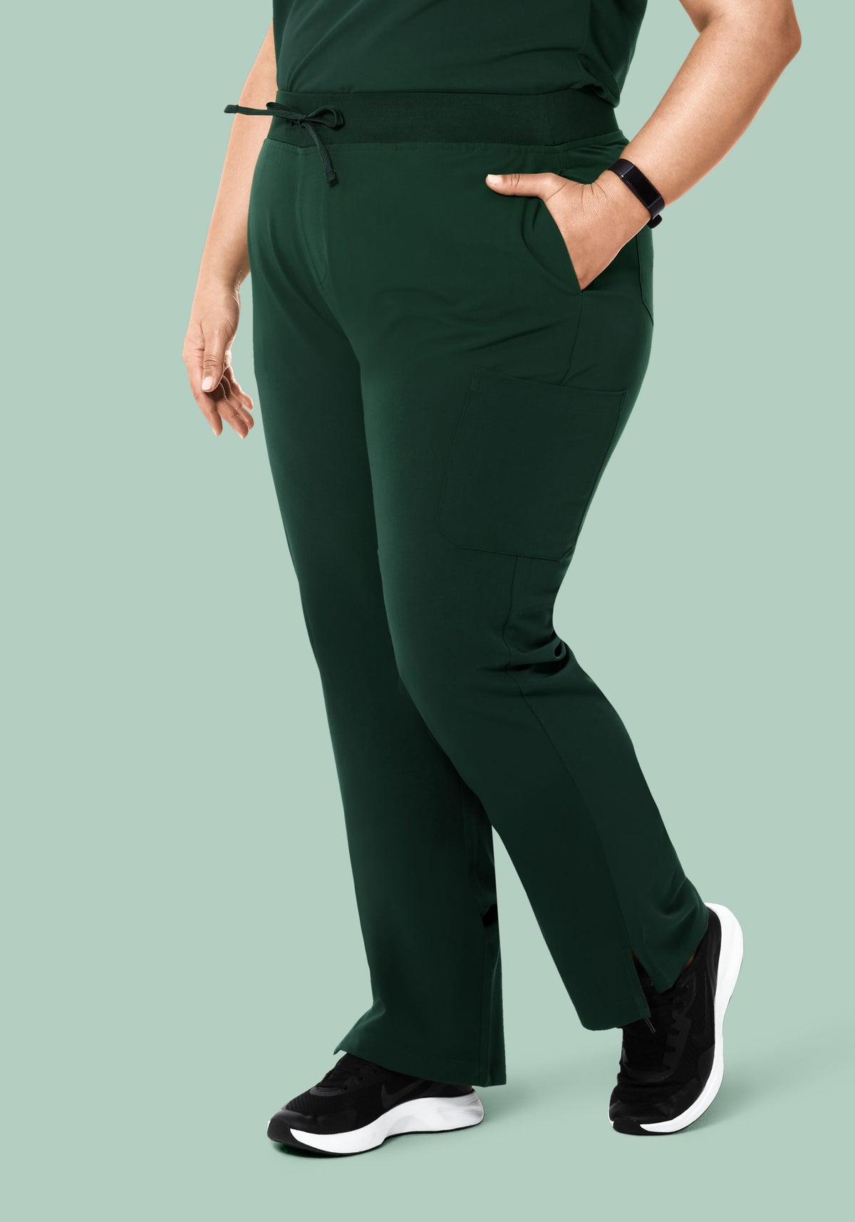 High Waisted Cargos Midnight Green