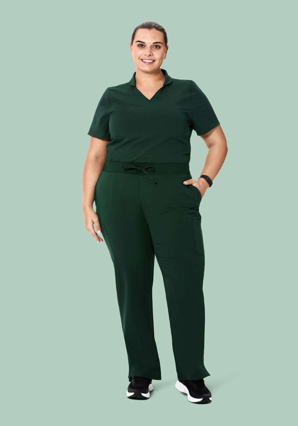 High Waisted Cargos Midnight Green