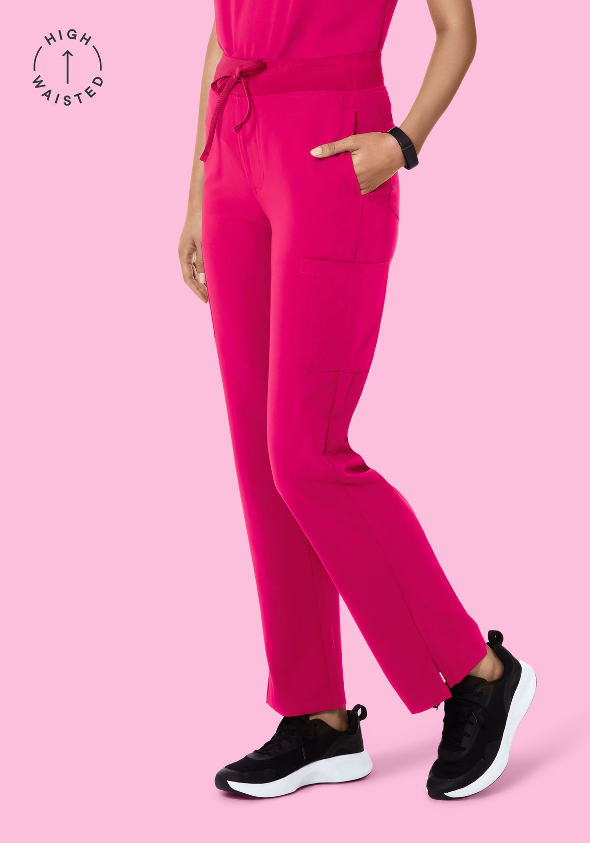 Women's High Waisted Straight Leg Cargo Scrub Pants - Raspberry ...
