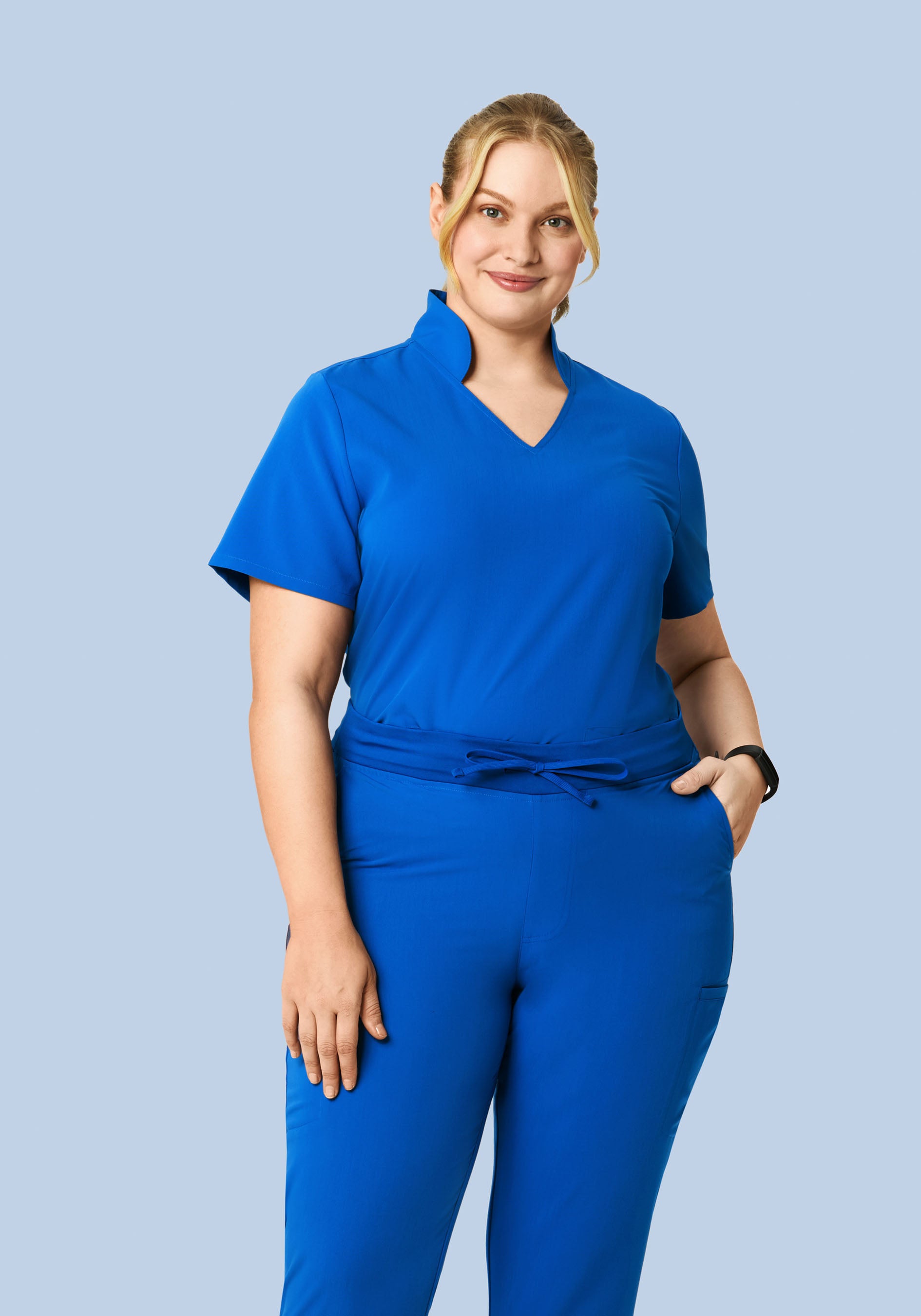Women's Multi-Wear Collar Scrub Top - Royal Blue | Mandala Scrubs