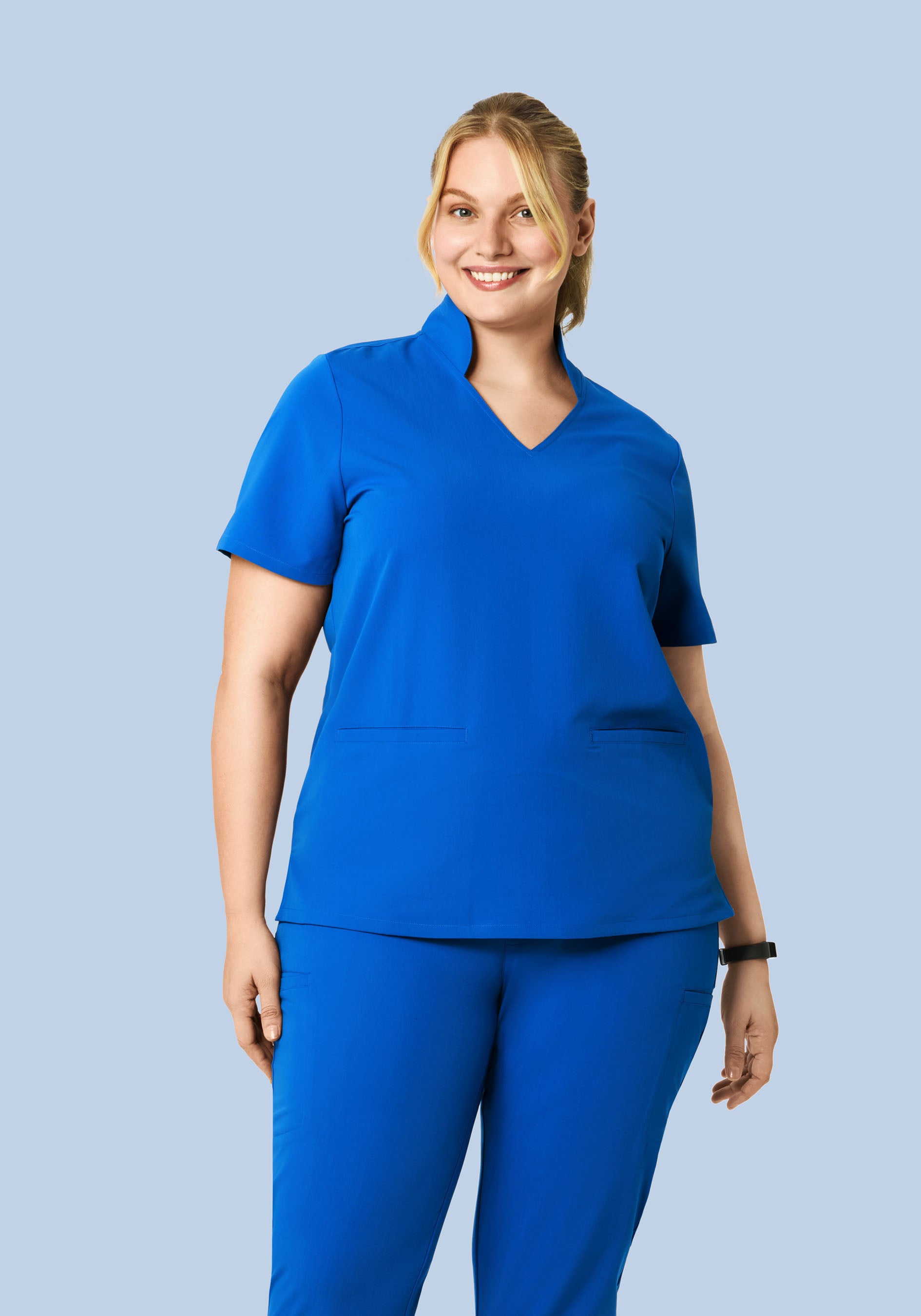 Women's Multi-Wear Collar Scrub Top - Royal Blue | Mandala Scrubs