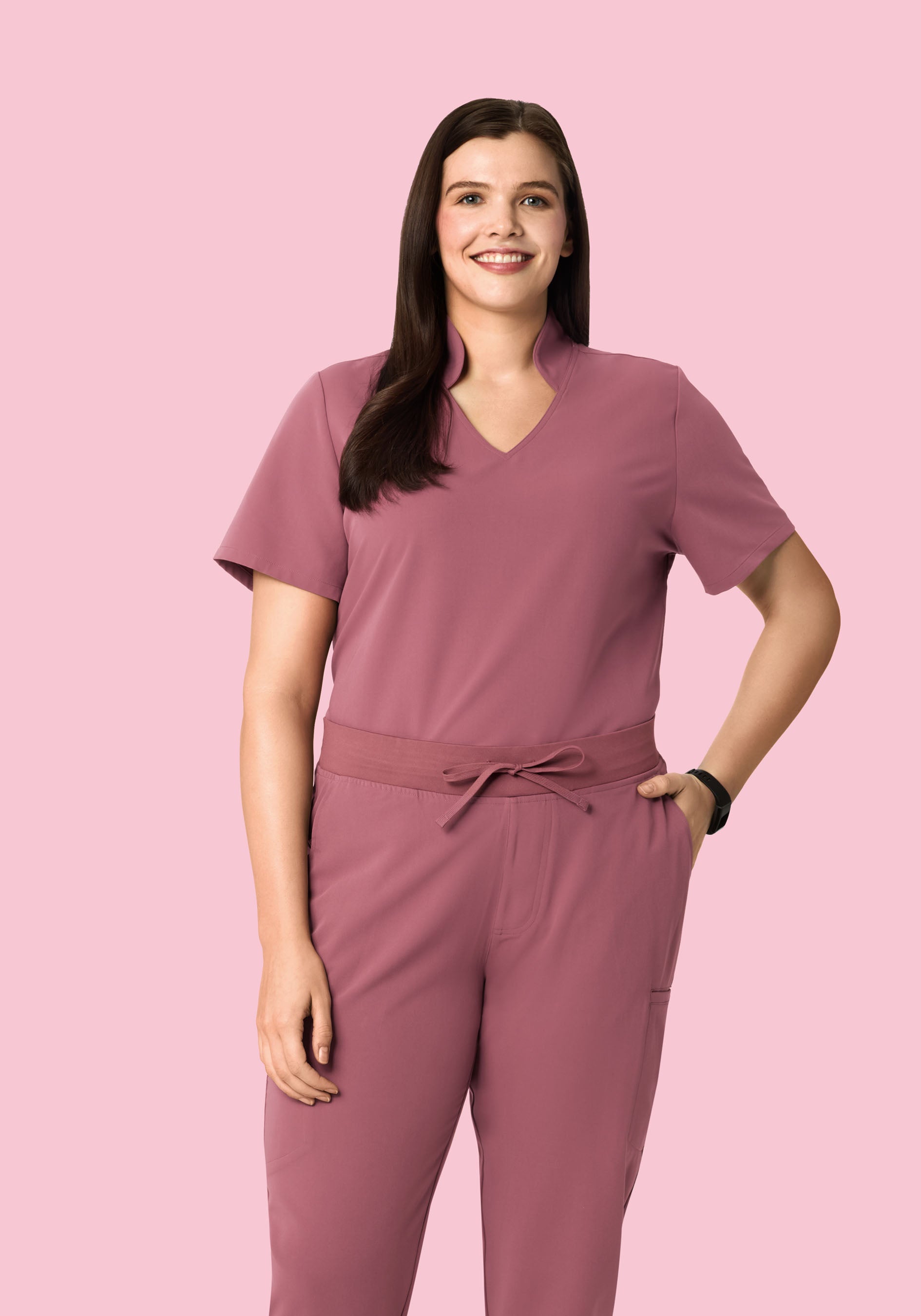 Multi Wear Collar Top Mauve