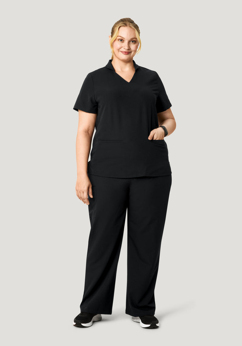 High Waisted Wide Leg Black Mandala Scrubs