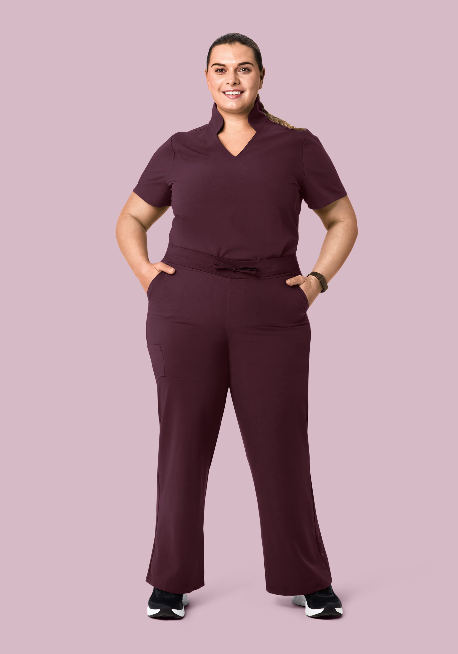 High Waisted Wide Leg Merlot