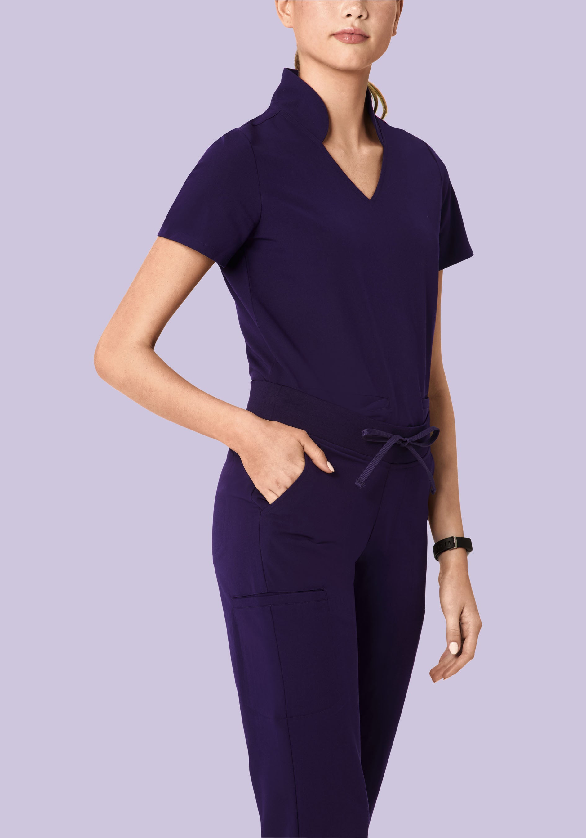 a machine ボブショーツ　11747391 ポーカーズ Women's Mid Rise 11-Pocket Joggers - Eggplant | Mandala Scrubs