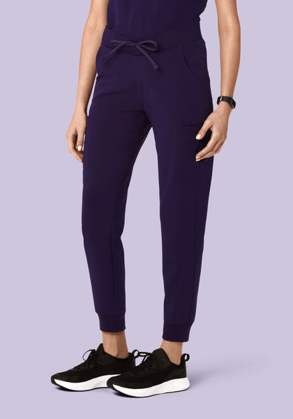 Women's Mid Rise 11-Pocket Joggers - Eggplant | Mandala Scrubs