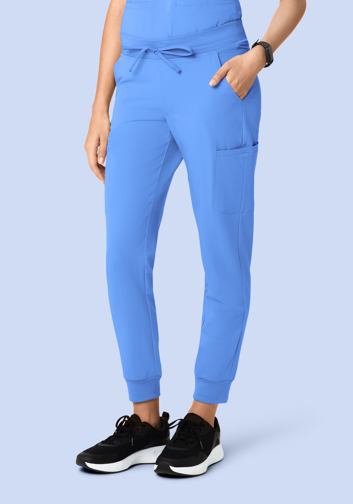 Women's Mid-Rise 11-Pocket Jogger Scrub Pants - Ceil Blue | Mandala Scrubs