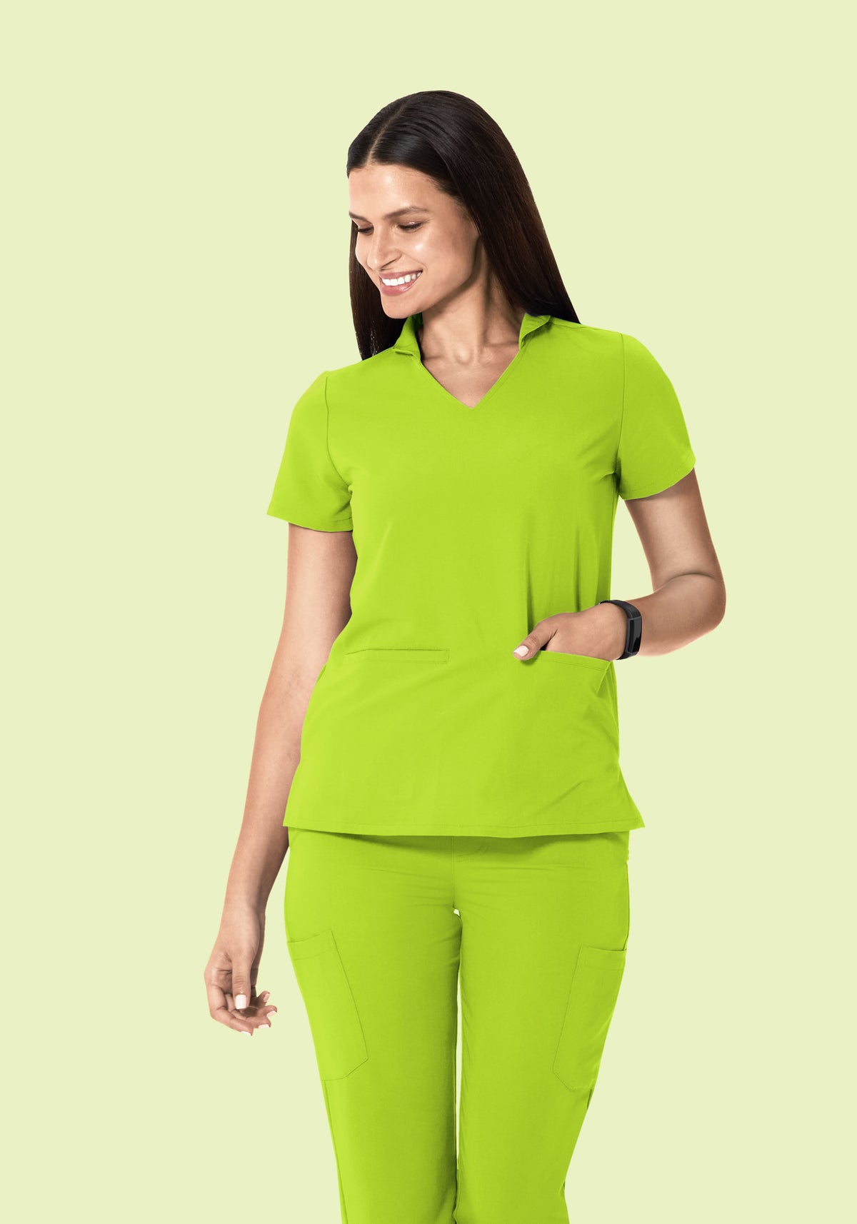 Multi Wear Collar Top Apple Green