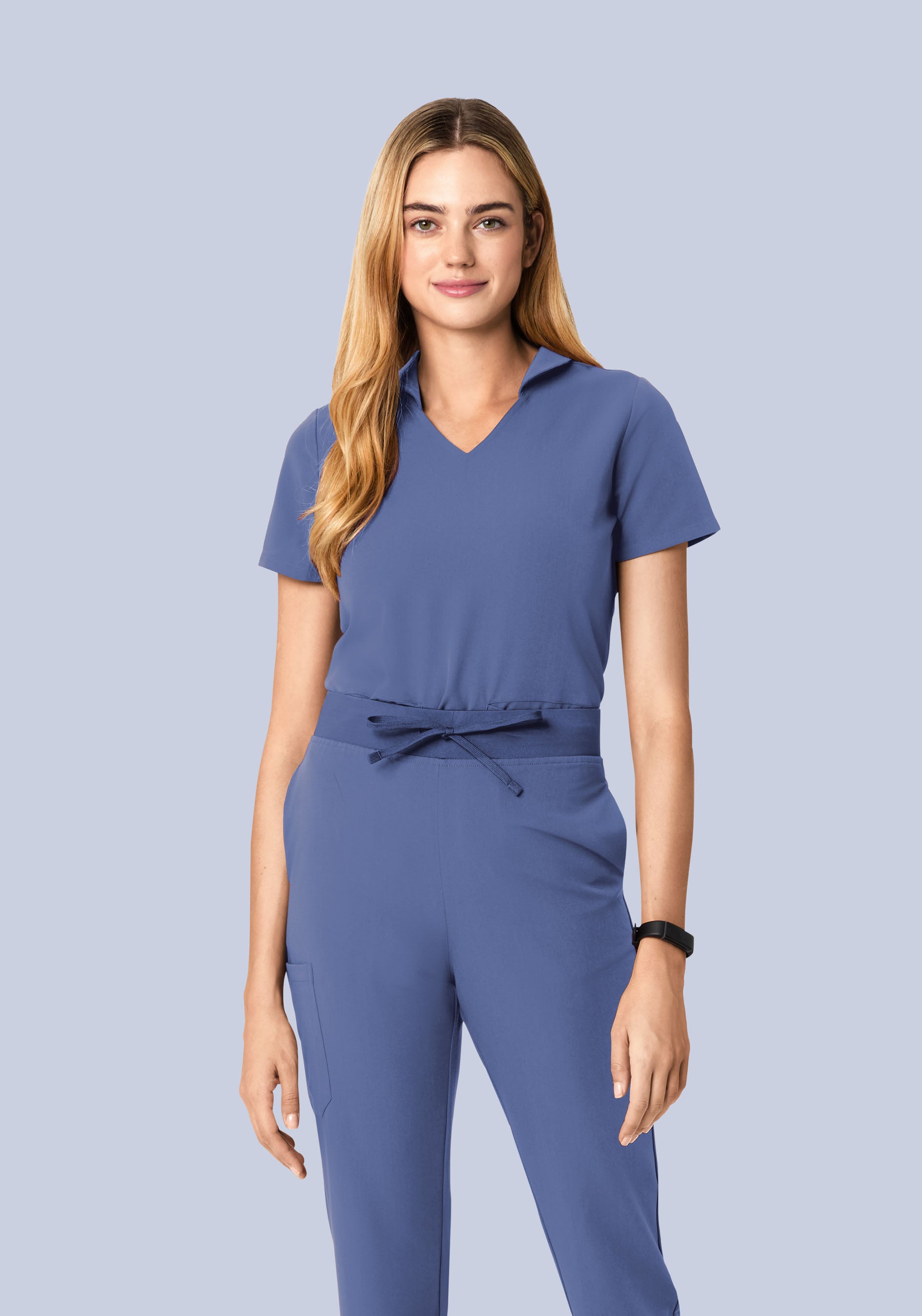 Multi Wear Collar Top Deep Periwinkle