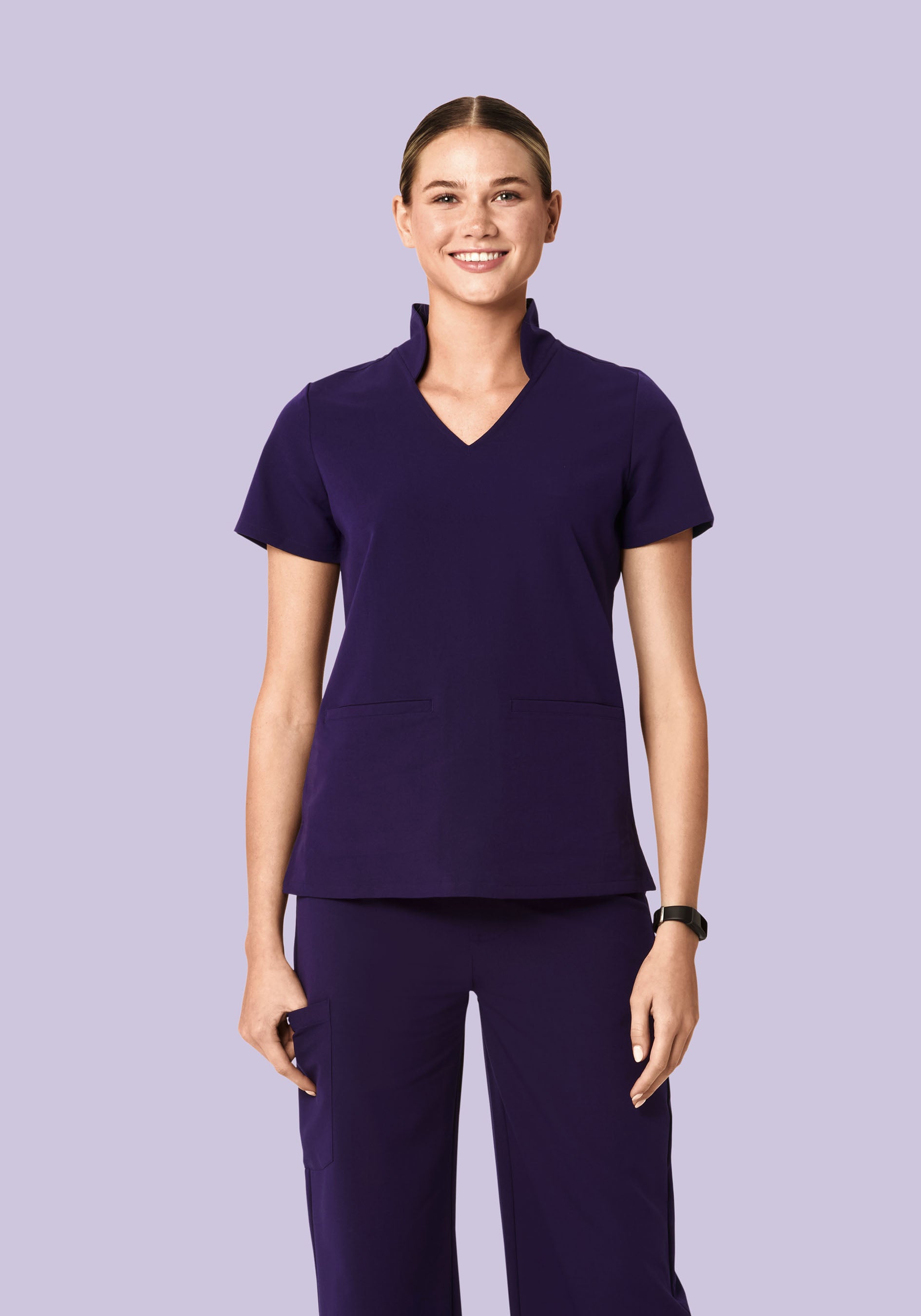 Multi Wear Collar Top Eggplant