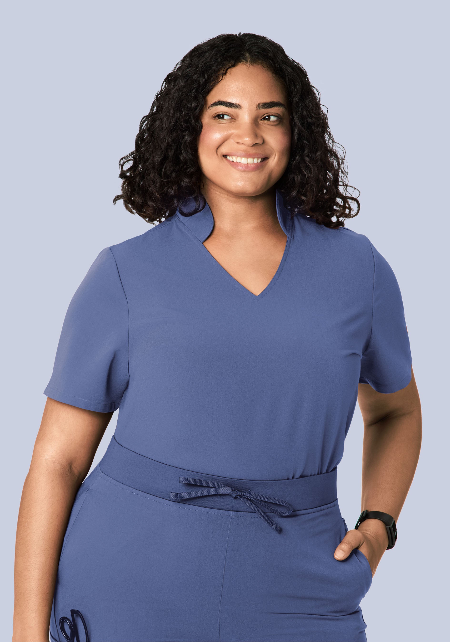 Multi Wear Collar Top Deep Periwinkle