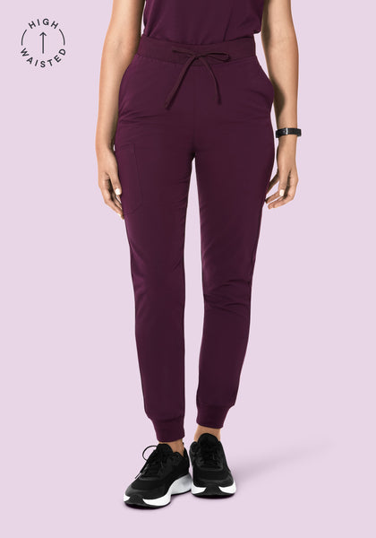Women's High Waisted Jogger Scrub Pants - Açaí | Mandala Scrubs