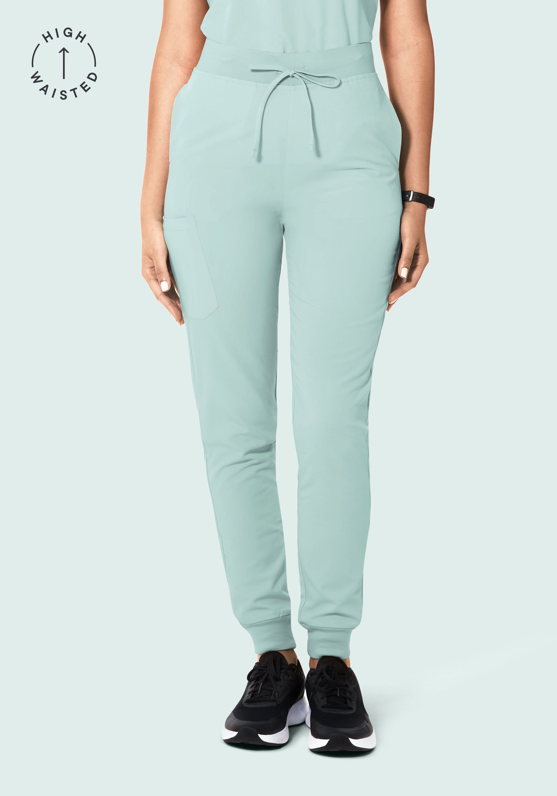 High Waisted Joggers Sterling Blue