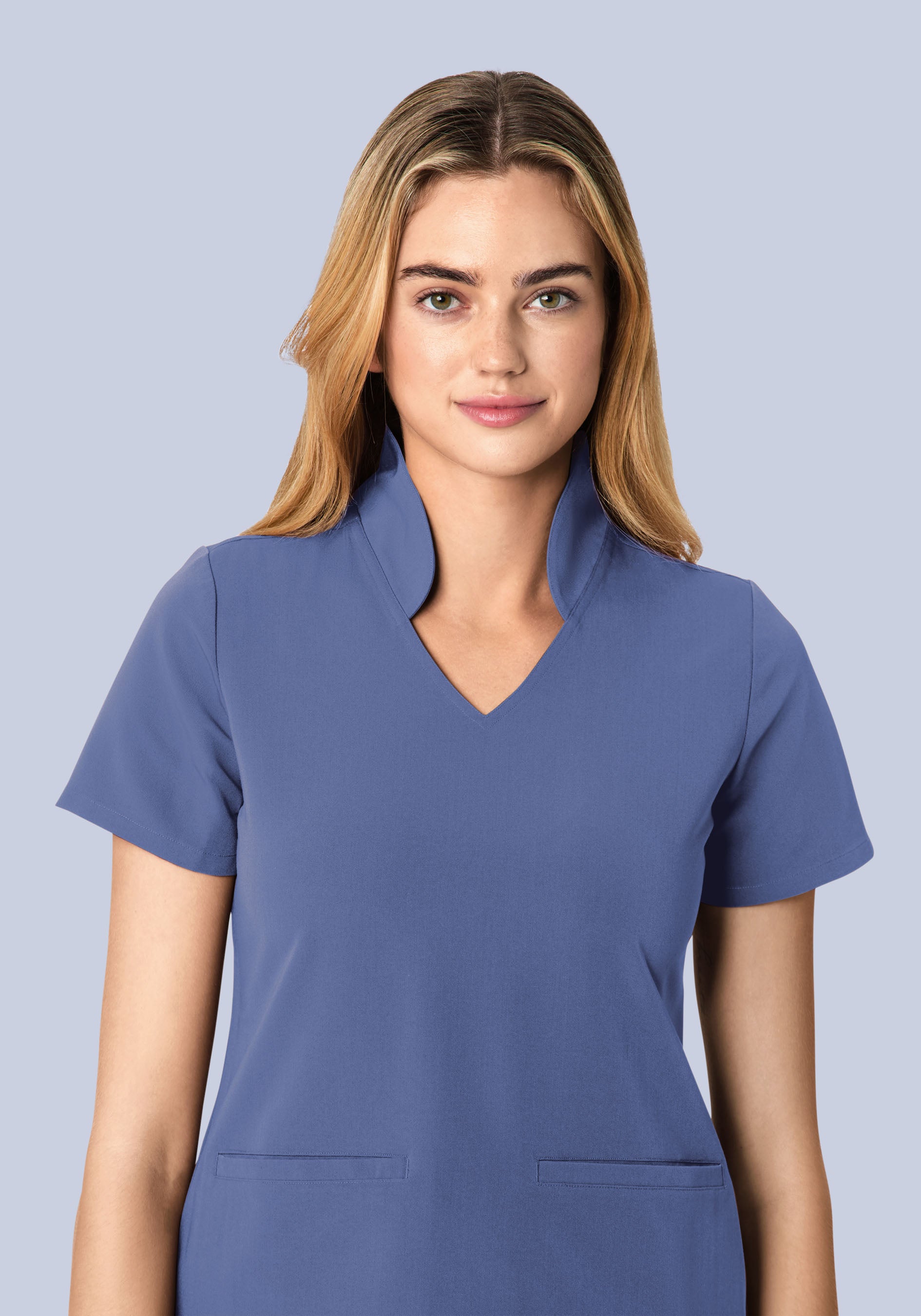 Multi Wear Collar Top Deep Periwinkle