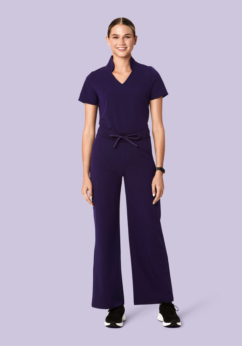 High Waisted Wide Leg Eggplant – Mandala Scrubs
