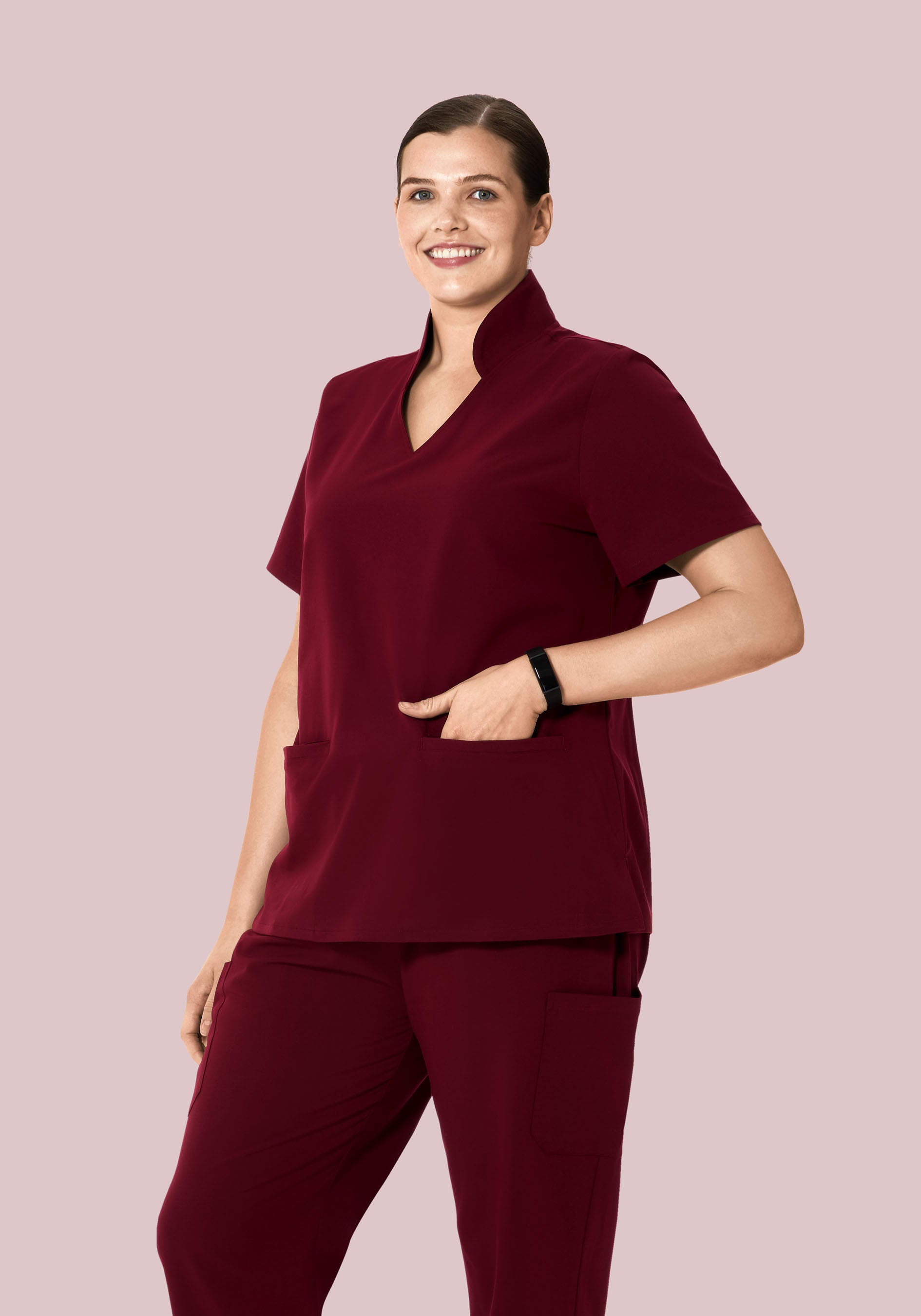 Multi Wear Collar Top Wine