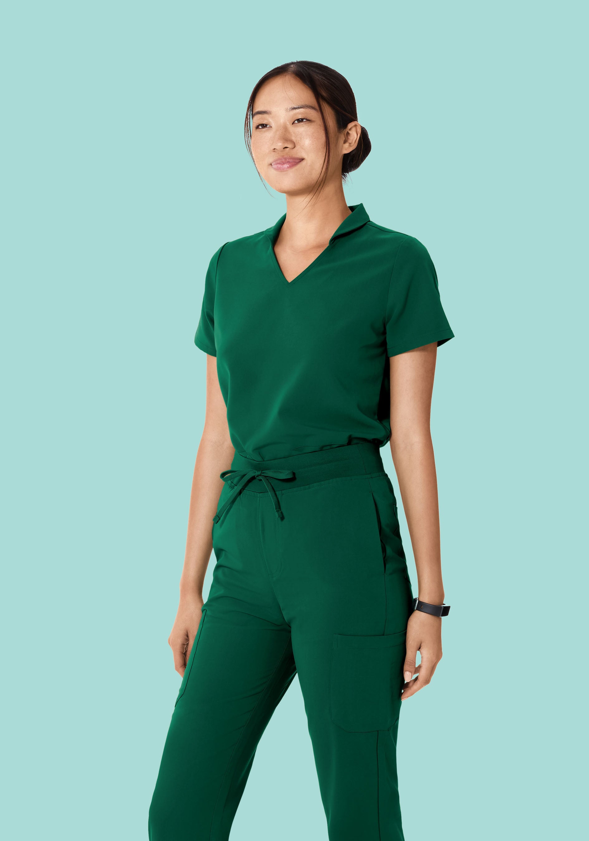 Multi Wear Collar Top Hunter Green