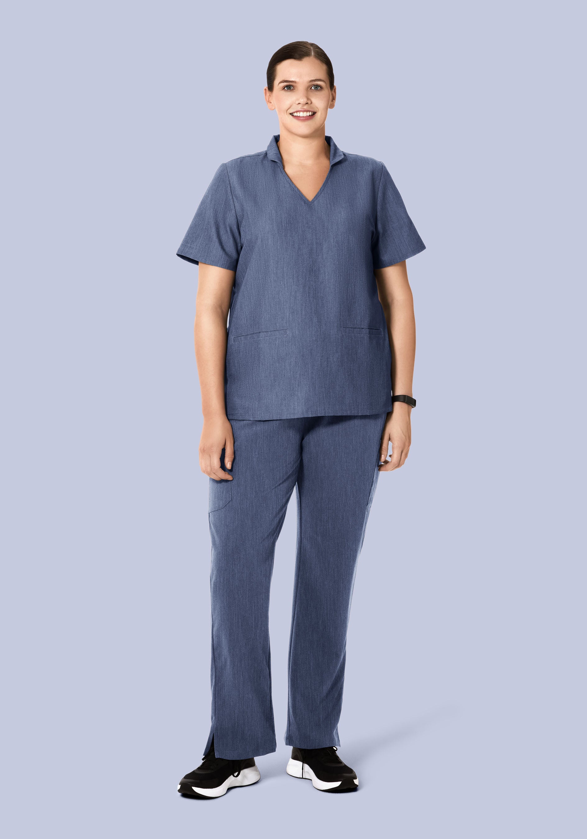 Multi Wear Collar Top Heather Denim