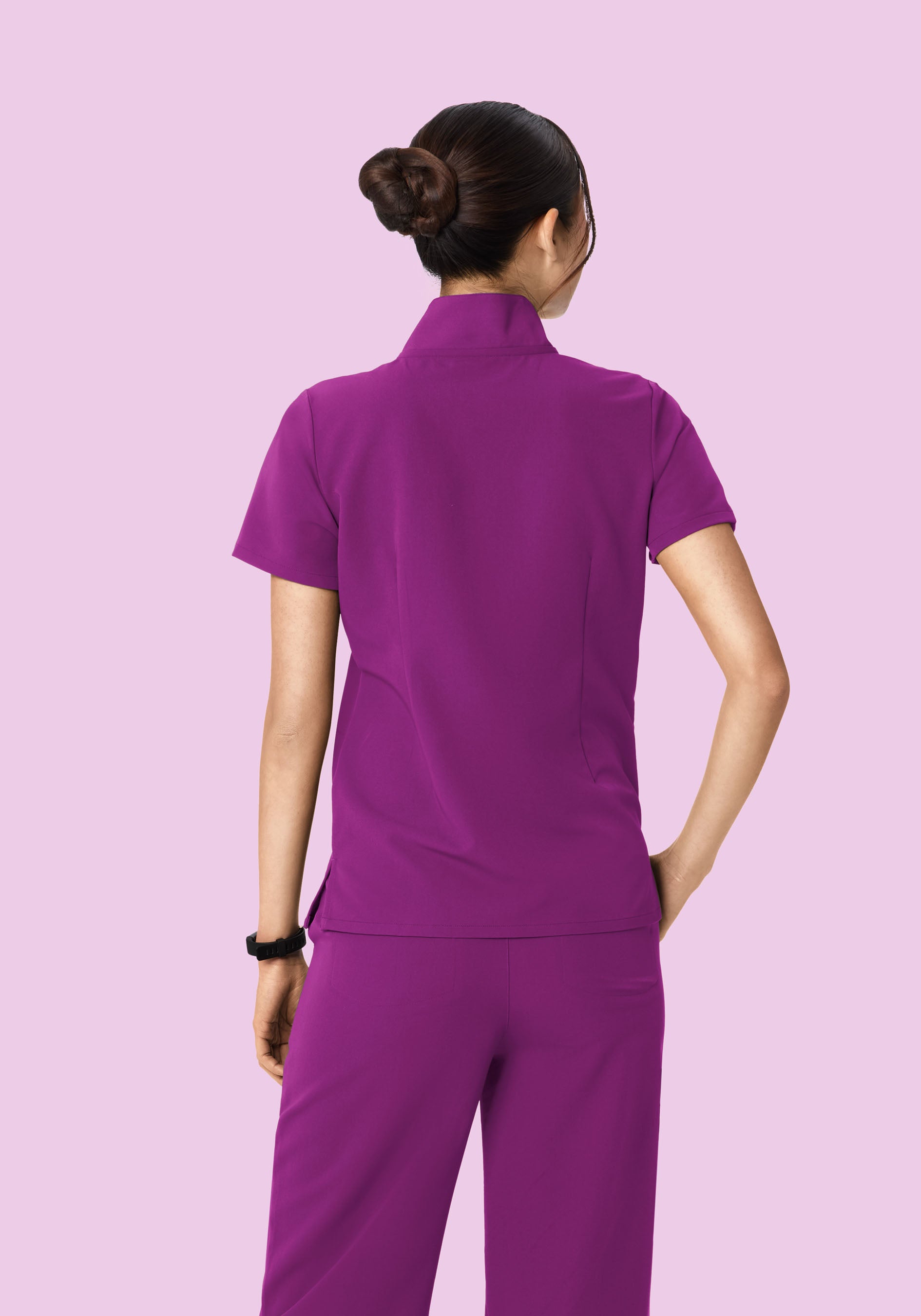 Women's Multi-Wear Collar Scrub Top - Dark Orchid | Mandala Scrubs