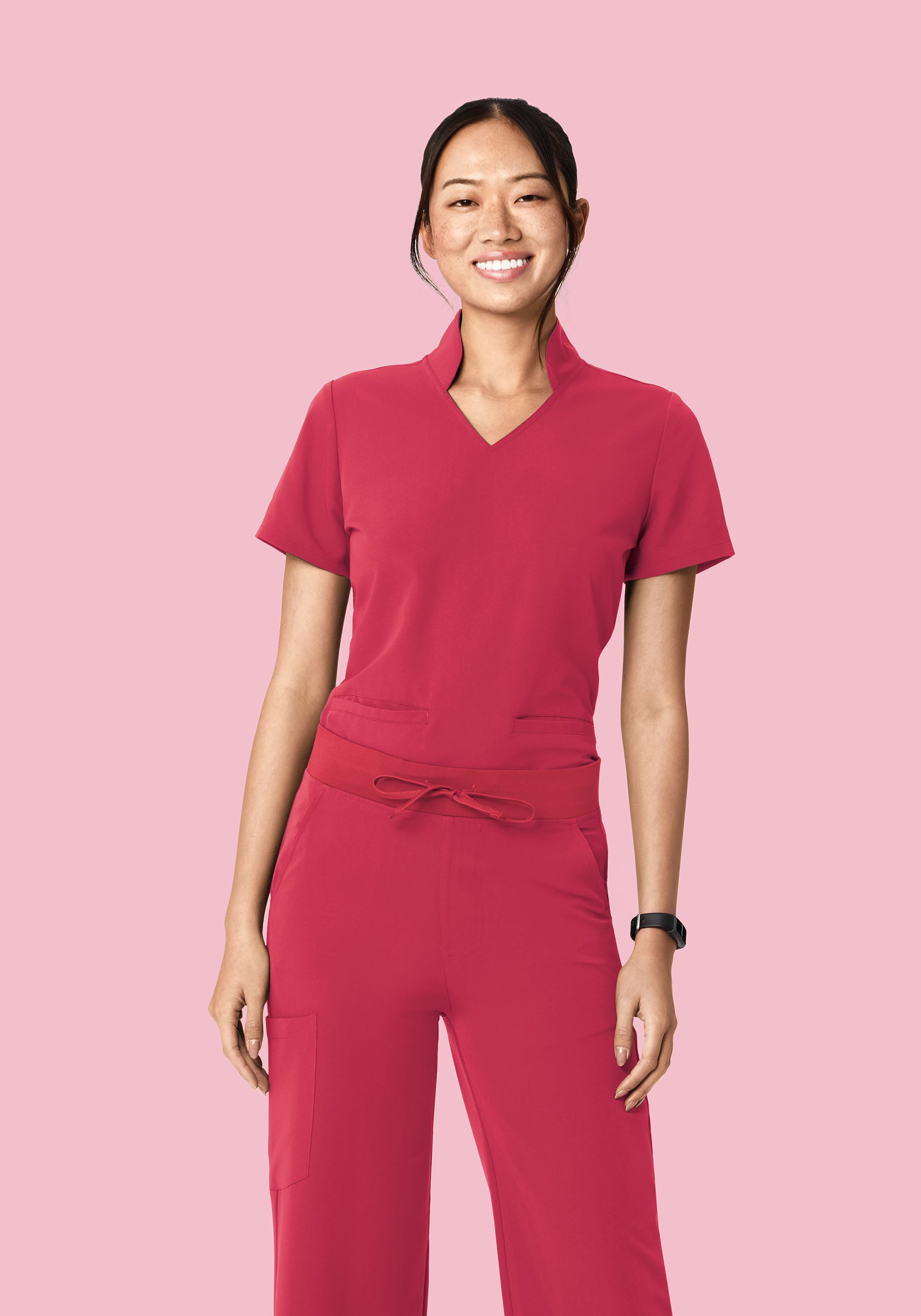Multi Wear Collar Top Deep Rose