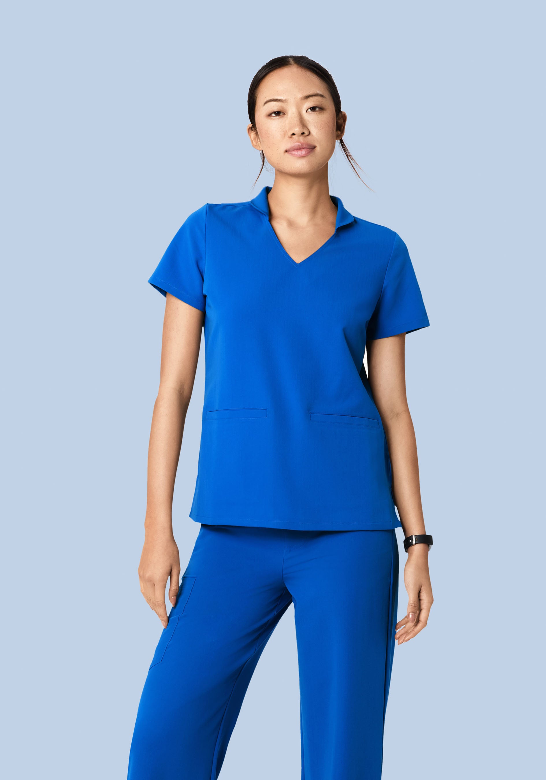 Women's Multi-Wear Collar Scrub Top - Royal Blue | Mandala Scrubs