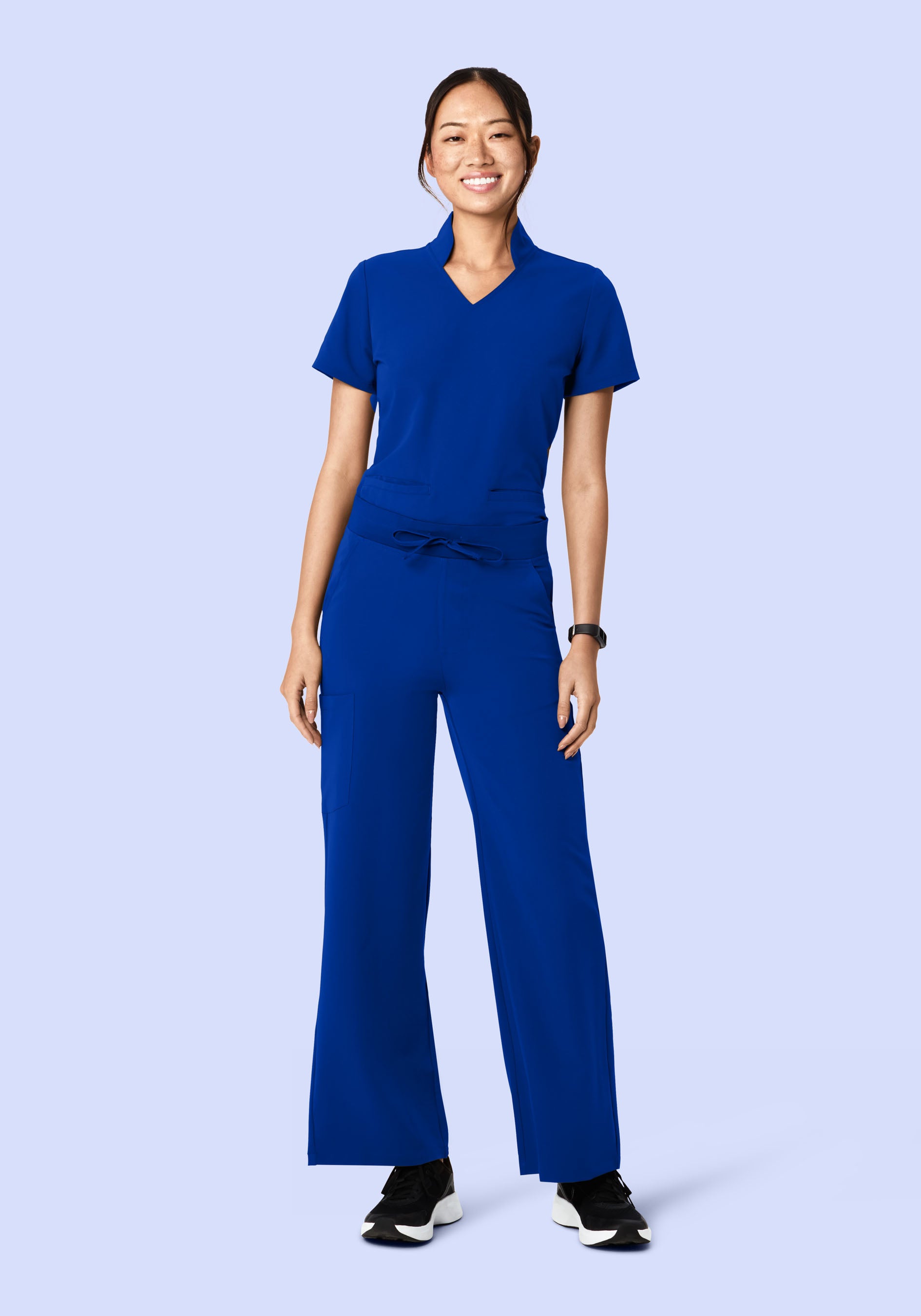 High Waisted Wide Leg Galaxy Blue Mandala Scrubs