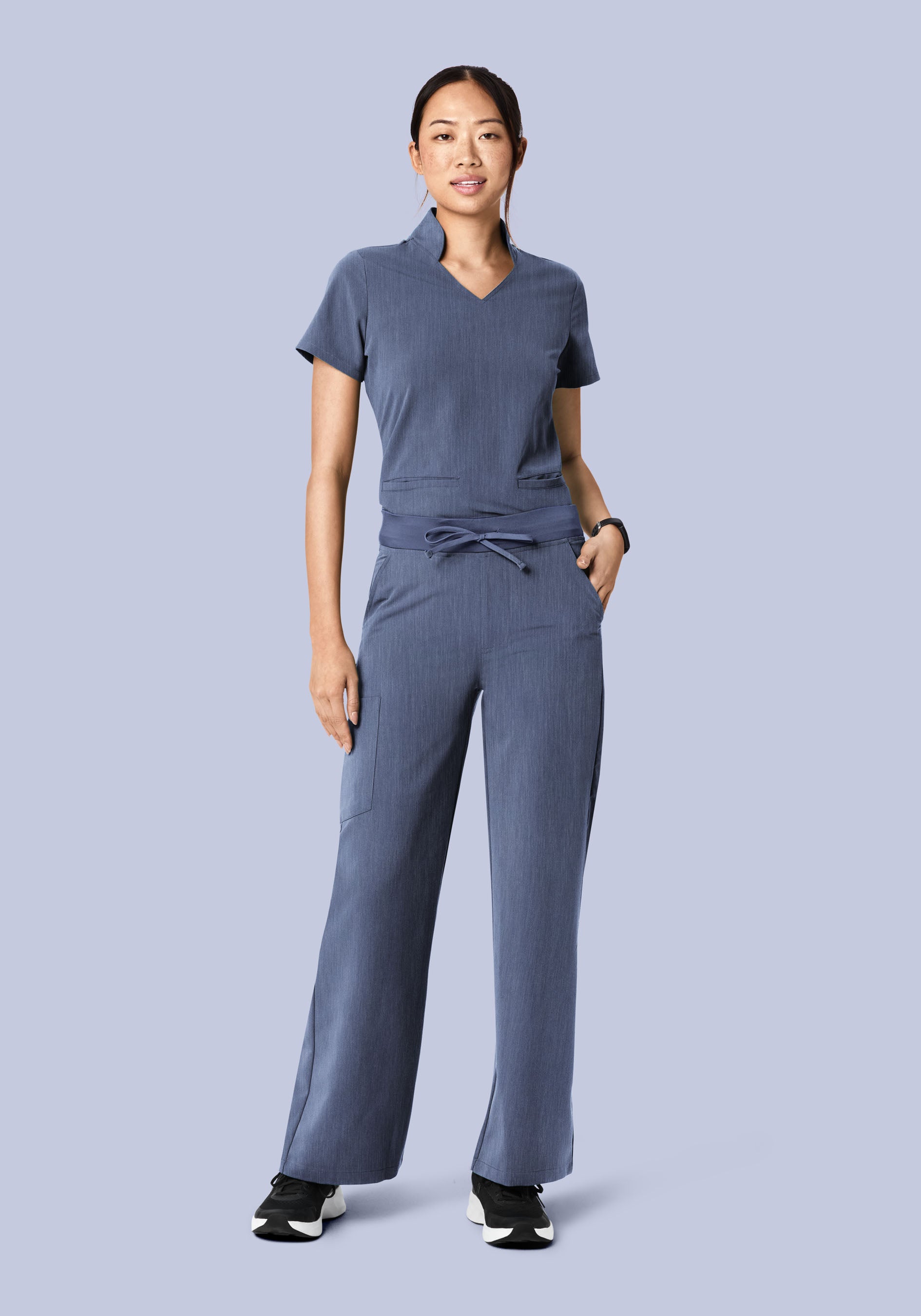 High Waisted Wide Leg Heather Denim