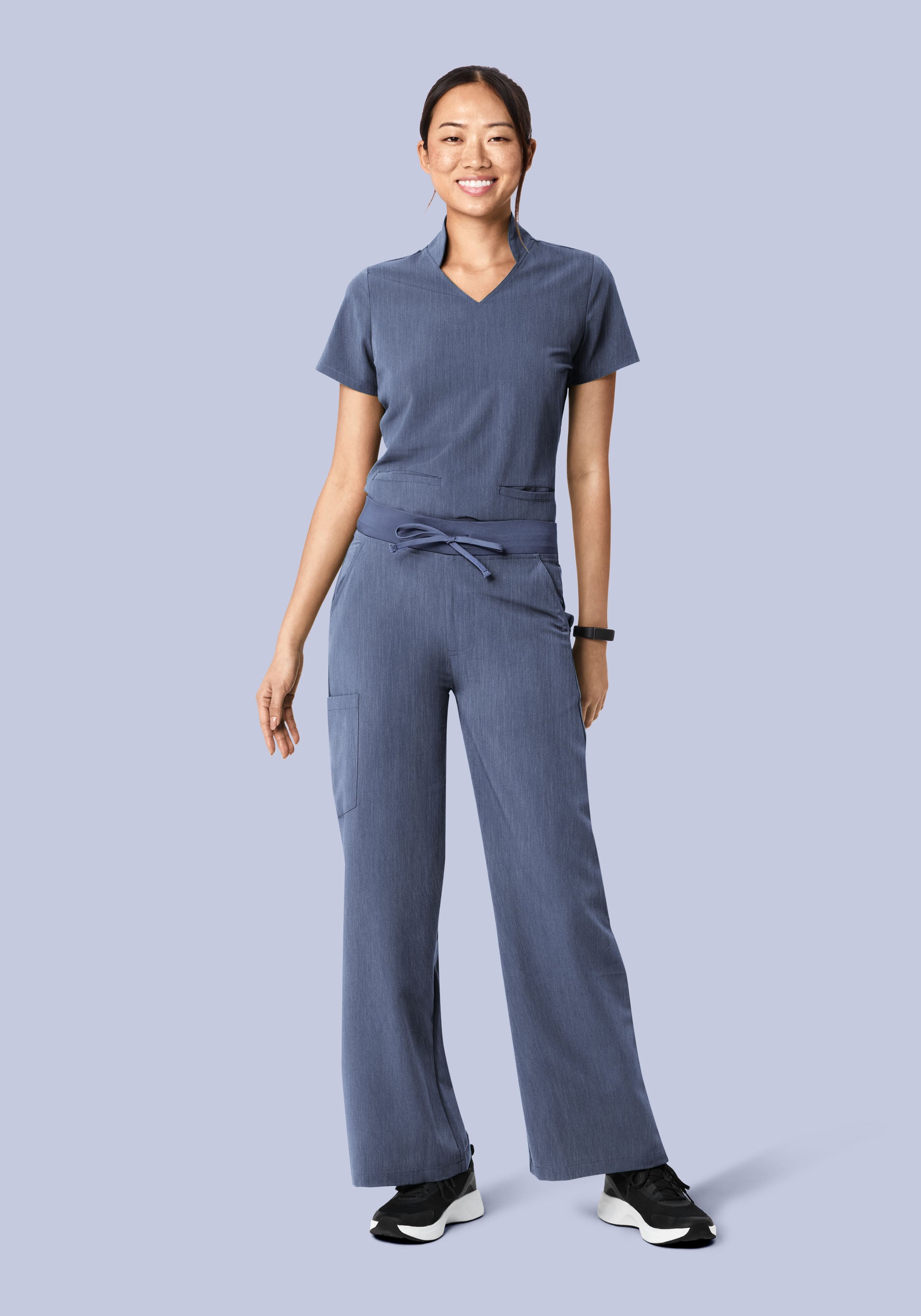 High Waisted Wide Leg Heather Denim