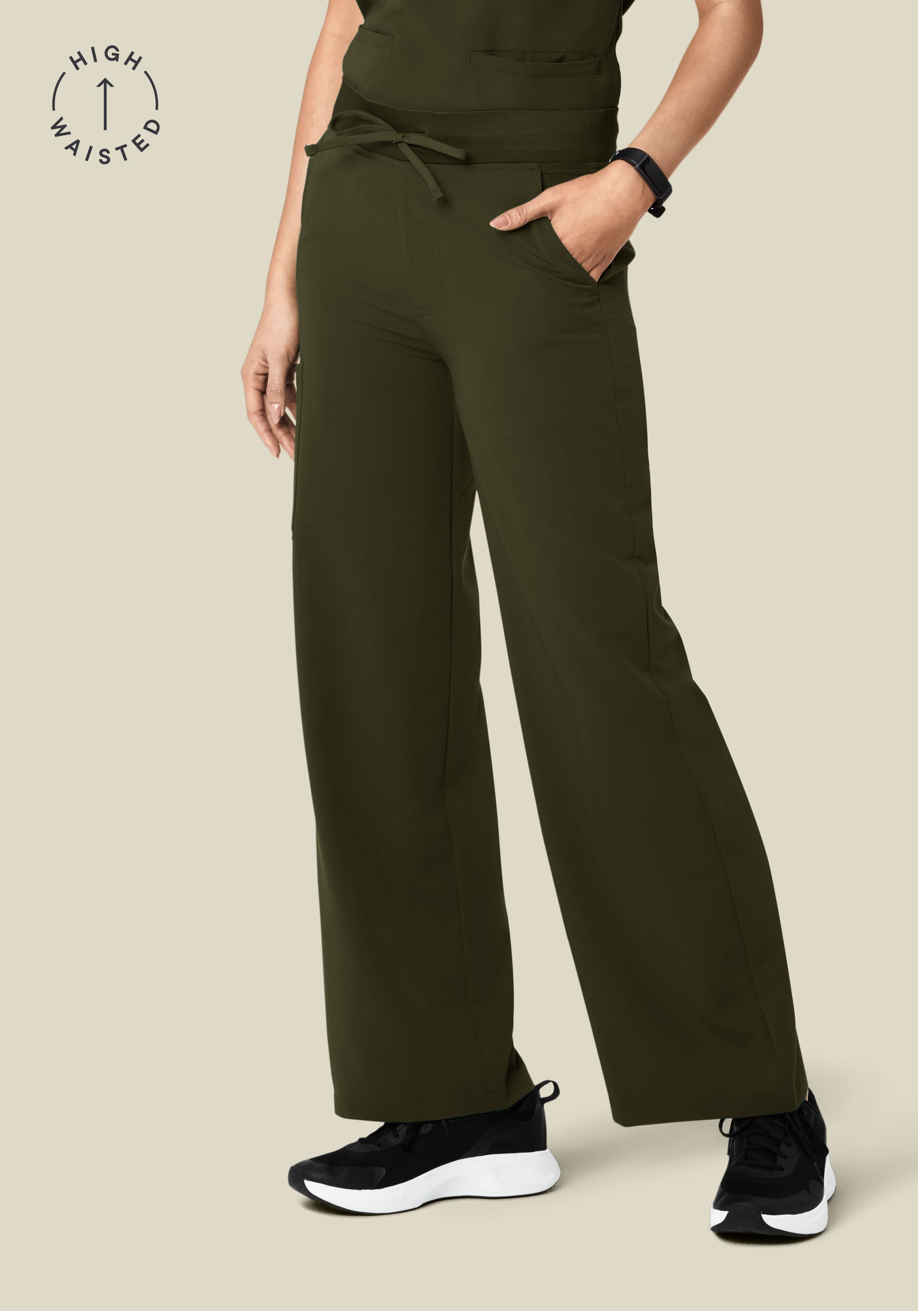 High Waisted Wide Leg Olive