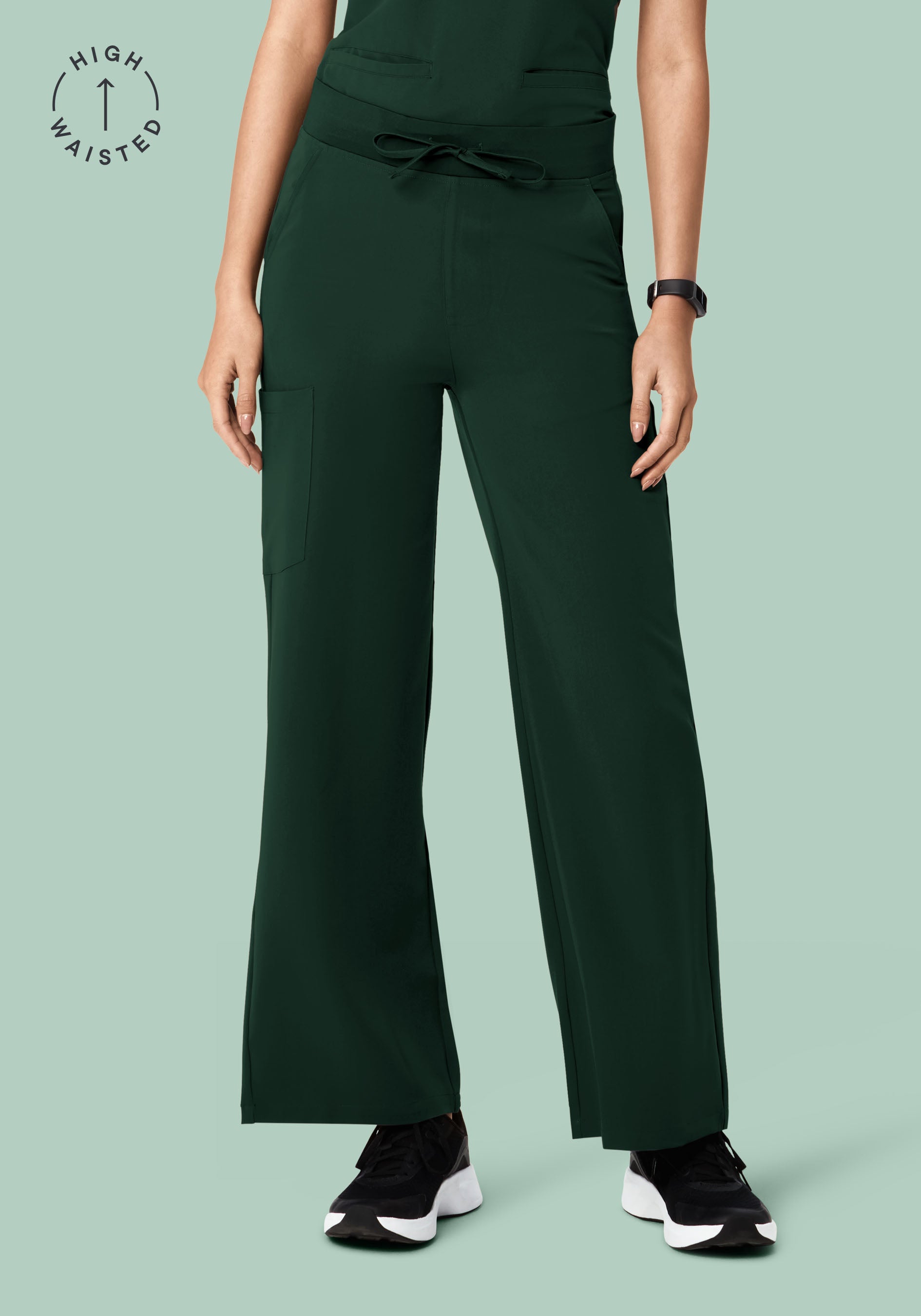 High Waisted Wide Leg Midnight Green