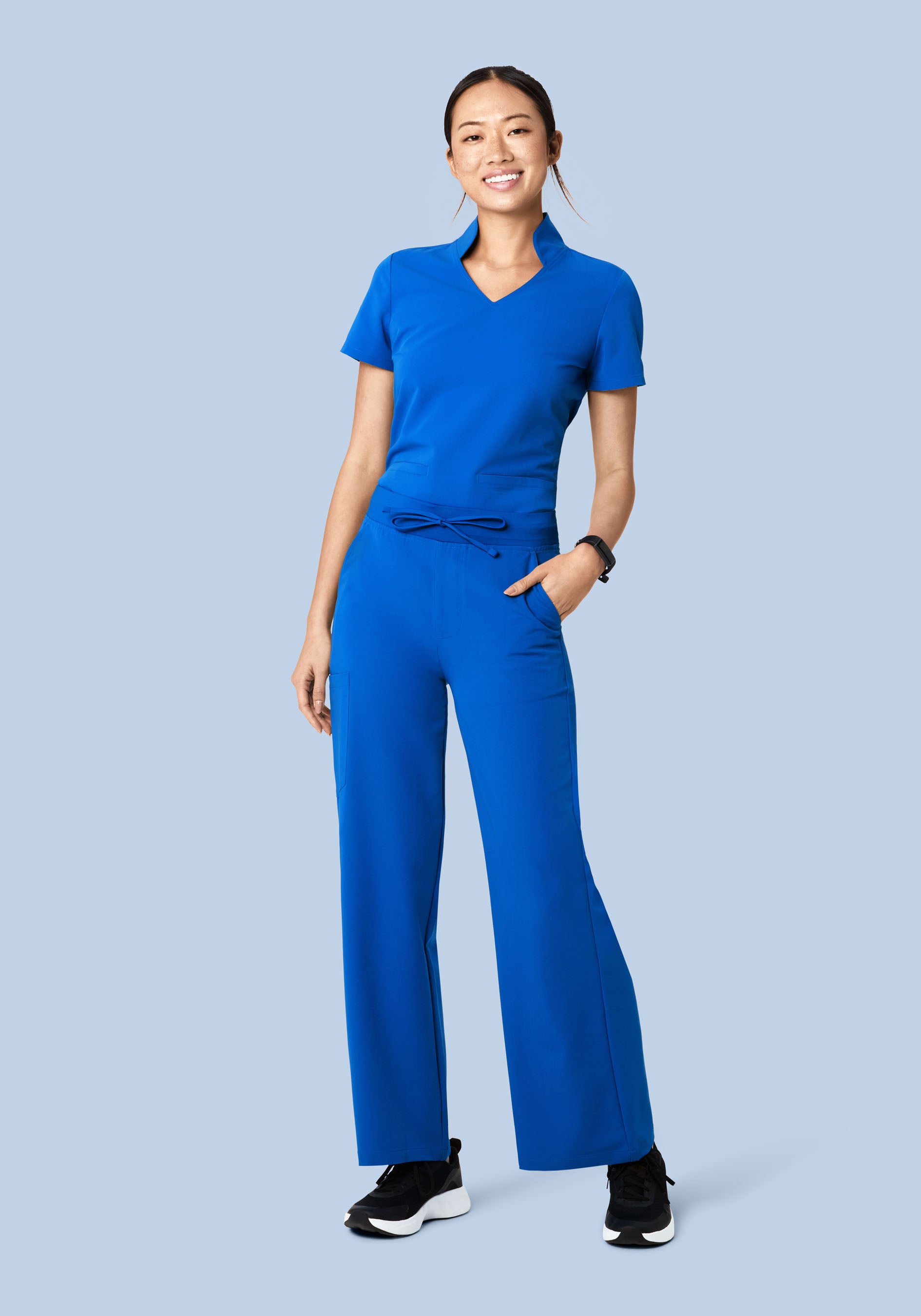 Women's High Waisted Wide Leg Scrub Pants - Royal Blue | Mandala