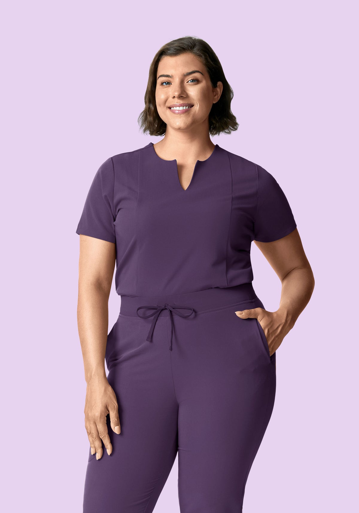 5 Pocket Notch Neck Top Dewberry