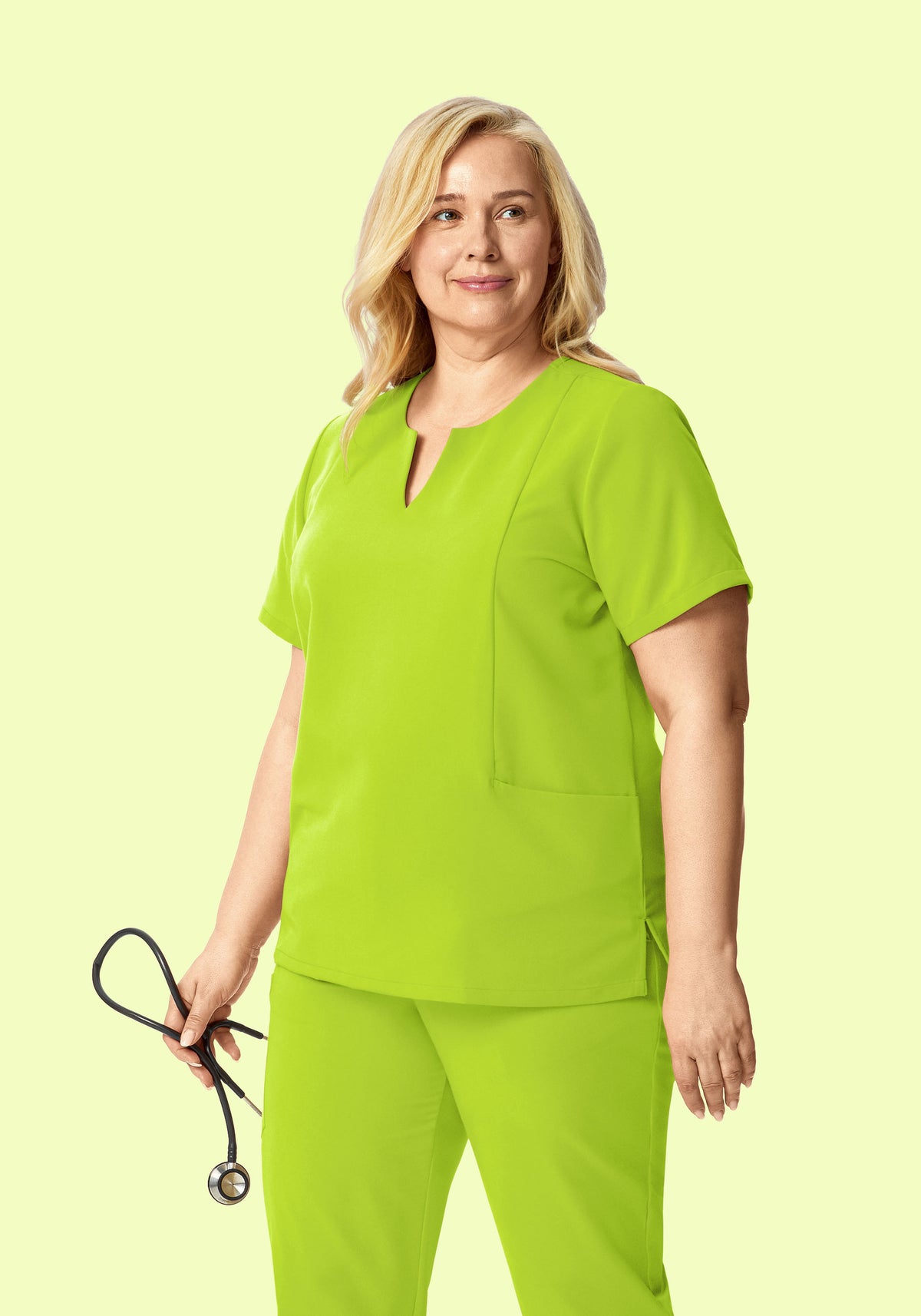 5 Pocket Notch Neck Top Apple Green
